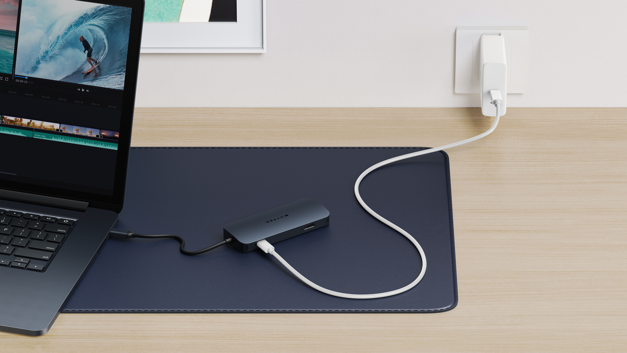 HyperDrive Next 8 Port USB-C Hub -adapteri, keskiyön sininen