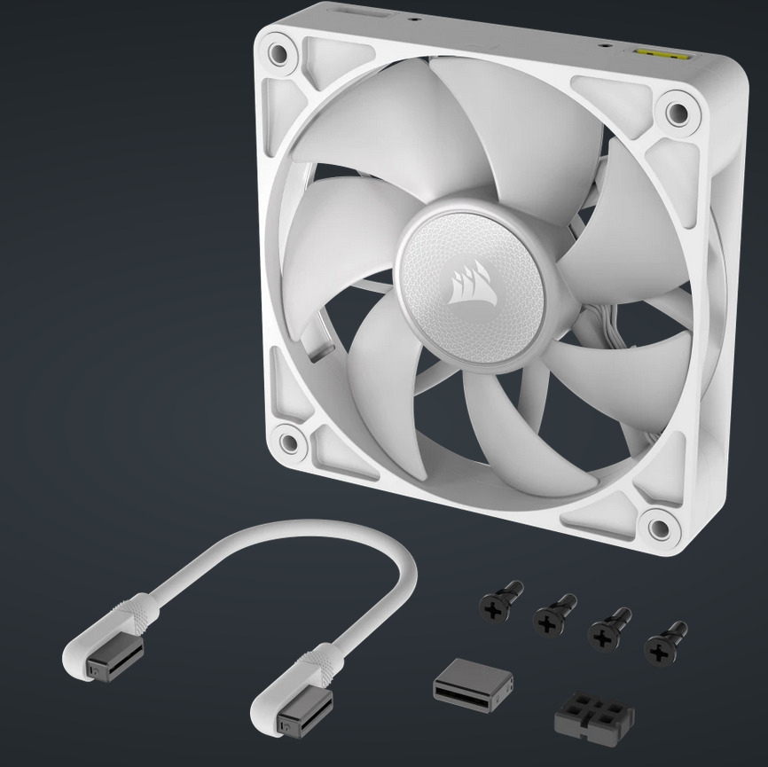 Corsair iCUE LINK RX120 RGB PWM Expansion -tuuletin, valkoinen, 120 mm