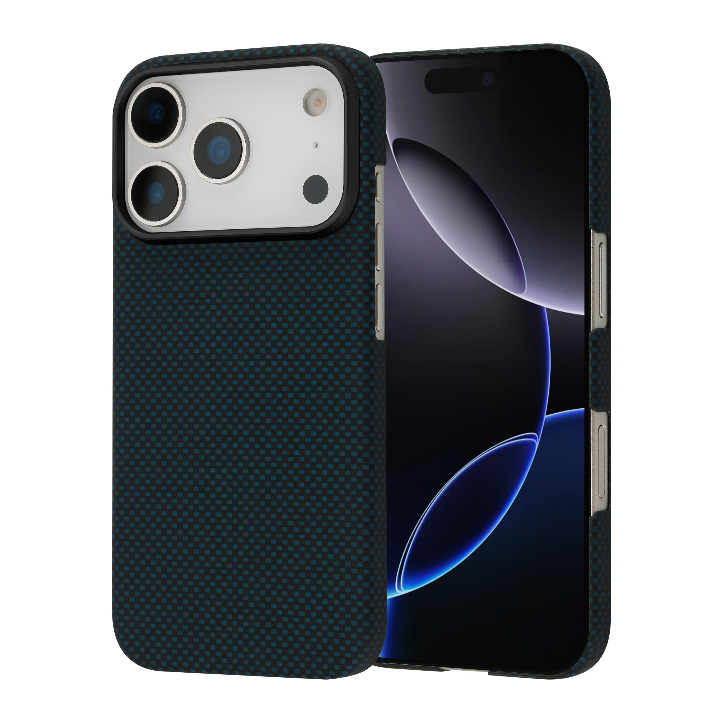 FoneKit Vectran-Kevlar Aramid Fiber suojakuori, iPhone 17 Pro, sininen/musta