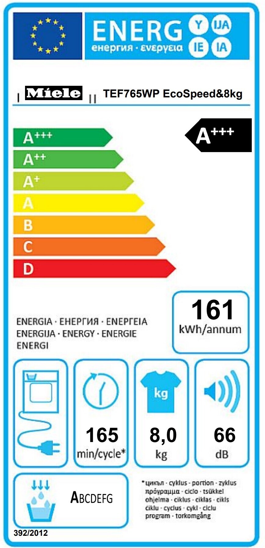 Miele TEF 765 WP kuivausrumpu