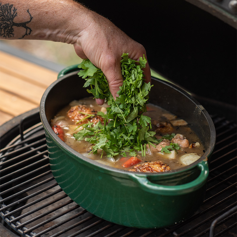 Big Green Egg Green Cast Iron Dutch Oven -pata, ovaali 5,2 l