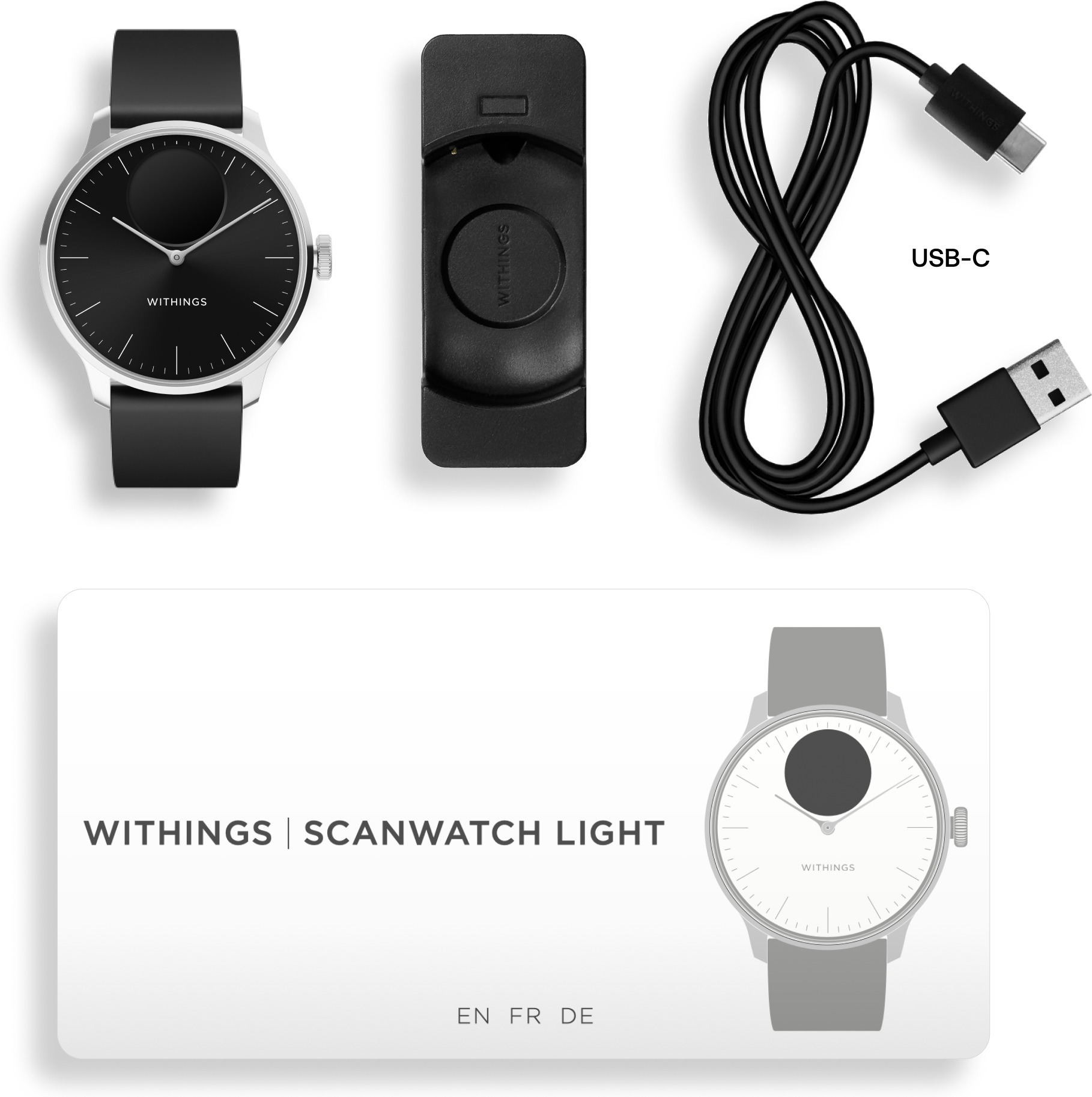 Withings Scanwatch Light -älykello, 37 mm, musta