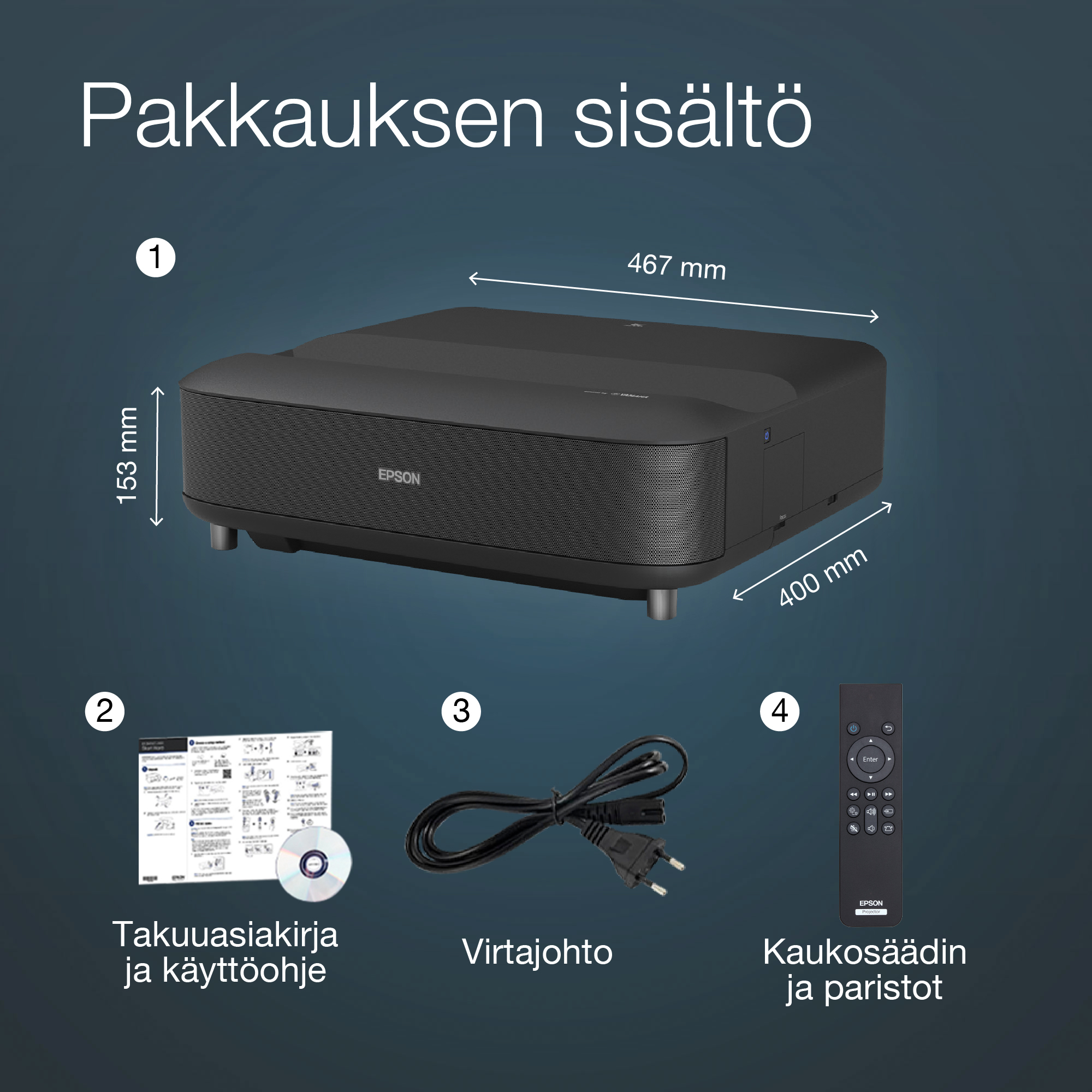 EH-LS650B 4K PRO-UHD -älylaserprojektori, lähiheijastus
