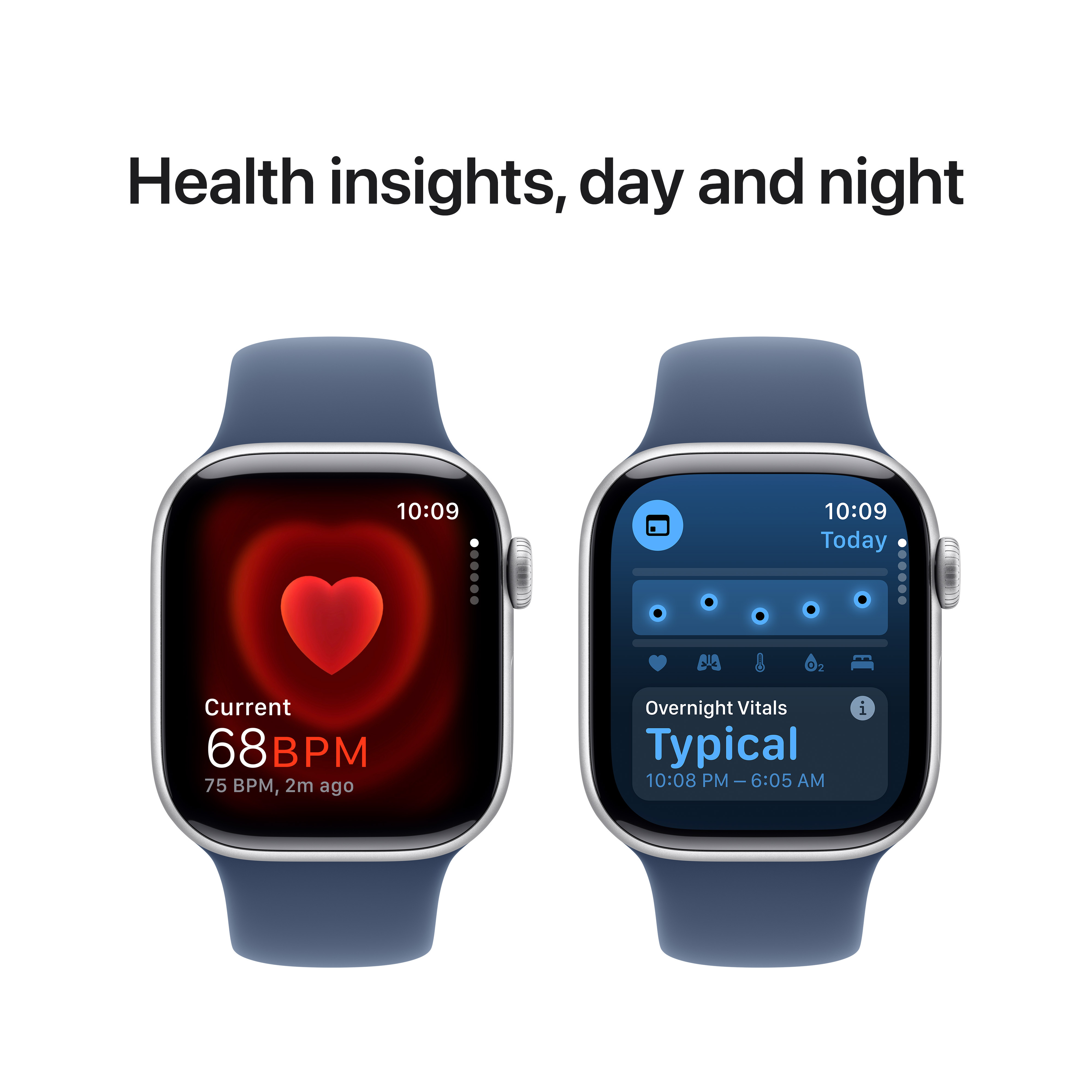 Apple Watch Series 10 (GPS) 42 mm hopea alumiinikuori ja farkunsininen urheiluranneke, S/M (MWWA3)