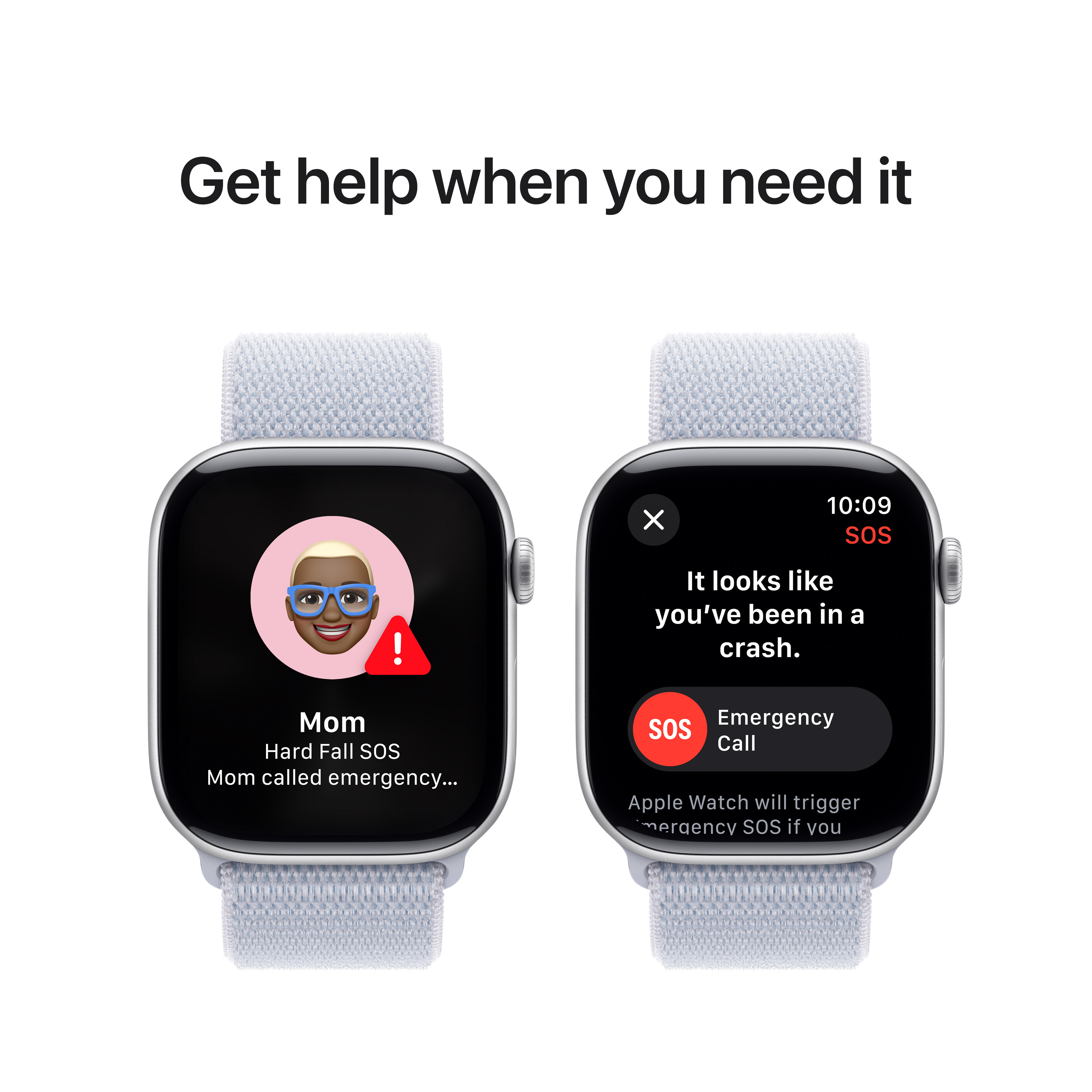 Apple Watch Series 10 (GPS) 46 mm hopea alumiinikuori ja sinertävä Sport Loop -ranneke (MWWN3)