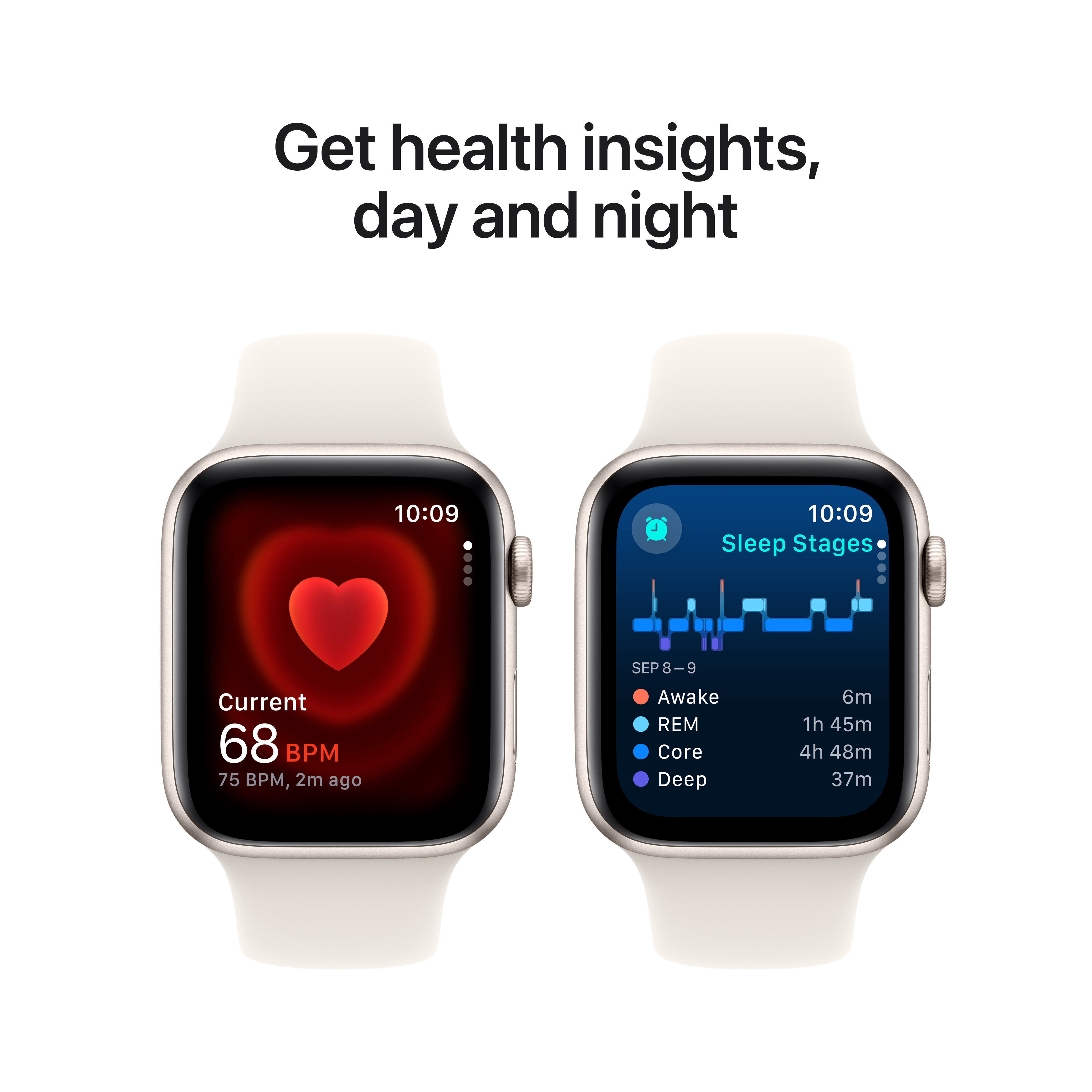 Apple Watch SE (GPS + Cellular) 44 mm tähtivalkea alumiinikuori ja tähtivalkea urheiluranneke, M/L (MXGU3)