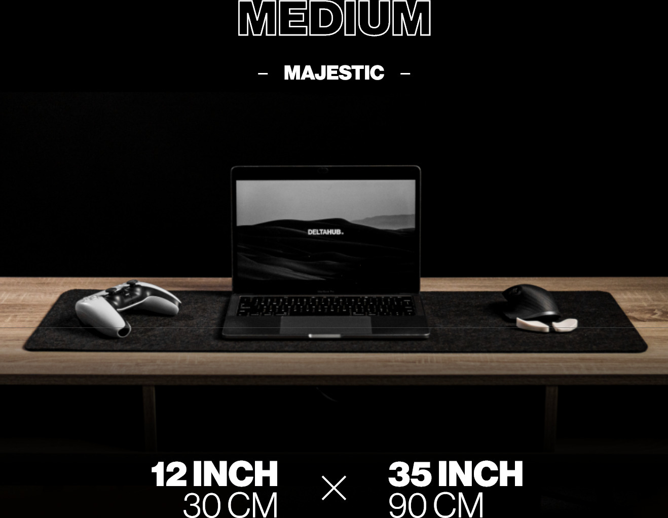 Deltahub Minimalistic Desk Pad -hiirimatto, 30 x 90 cm, tummanharmaa