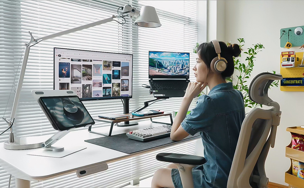 ErgoWork Hickory LCD Stand -monitoritaso, pähkinäpuu