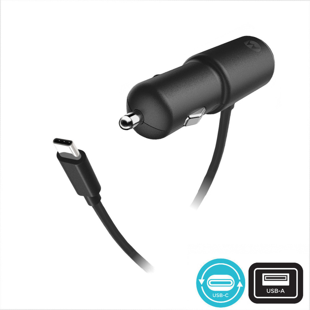 Motorola TurboPower 36 Duo -autolaturi USB-C, 36 W, musta