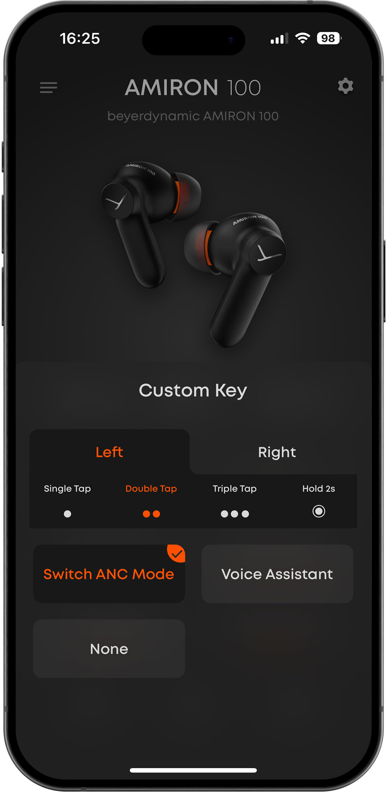 Beyerdynamic Amiron 100 nappikuulokkeet aktiivisella melunvaimennuksella, musta