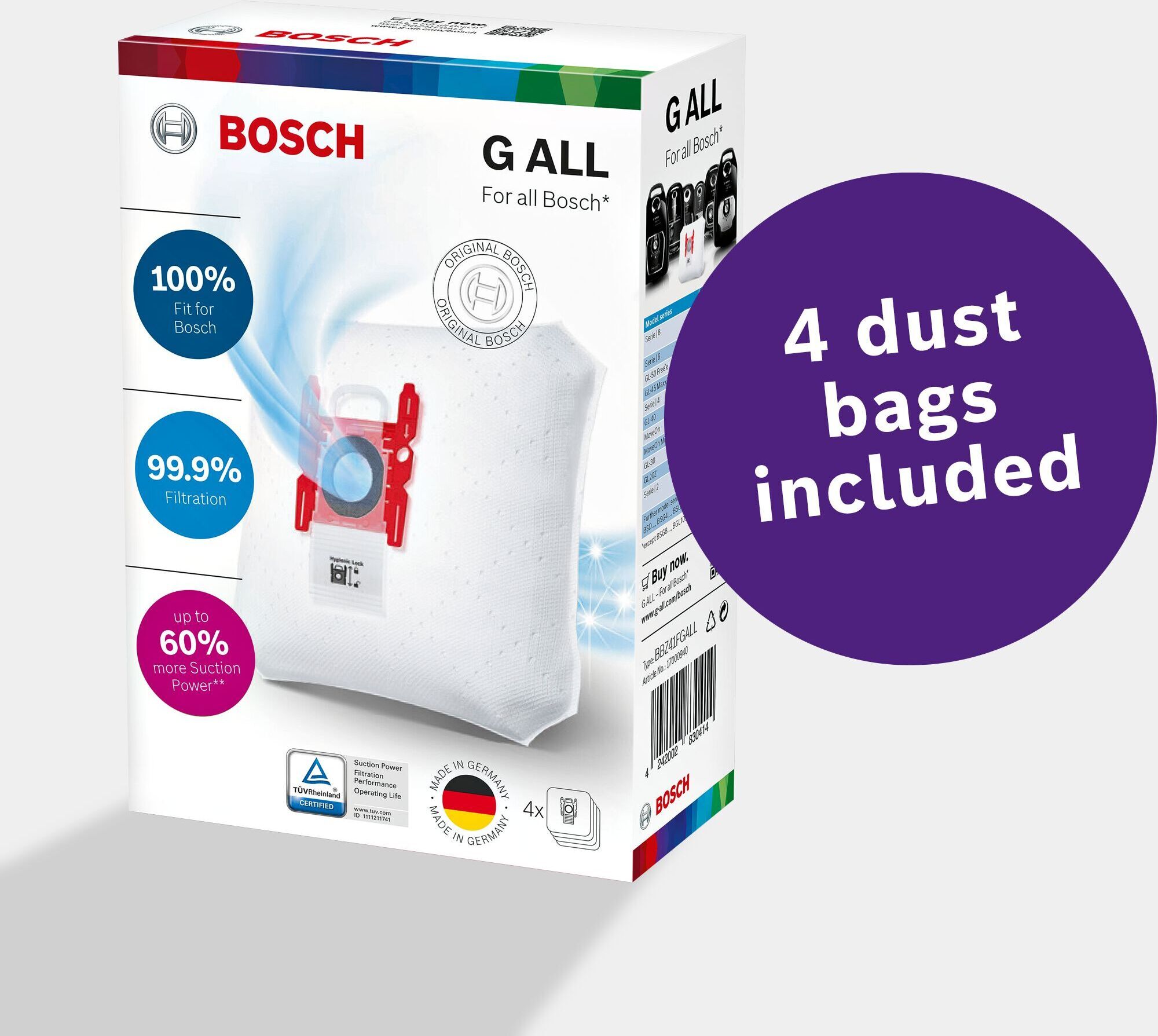 Bosch BBZ41FGALL-pölypussi, 4 kpl