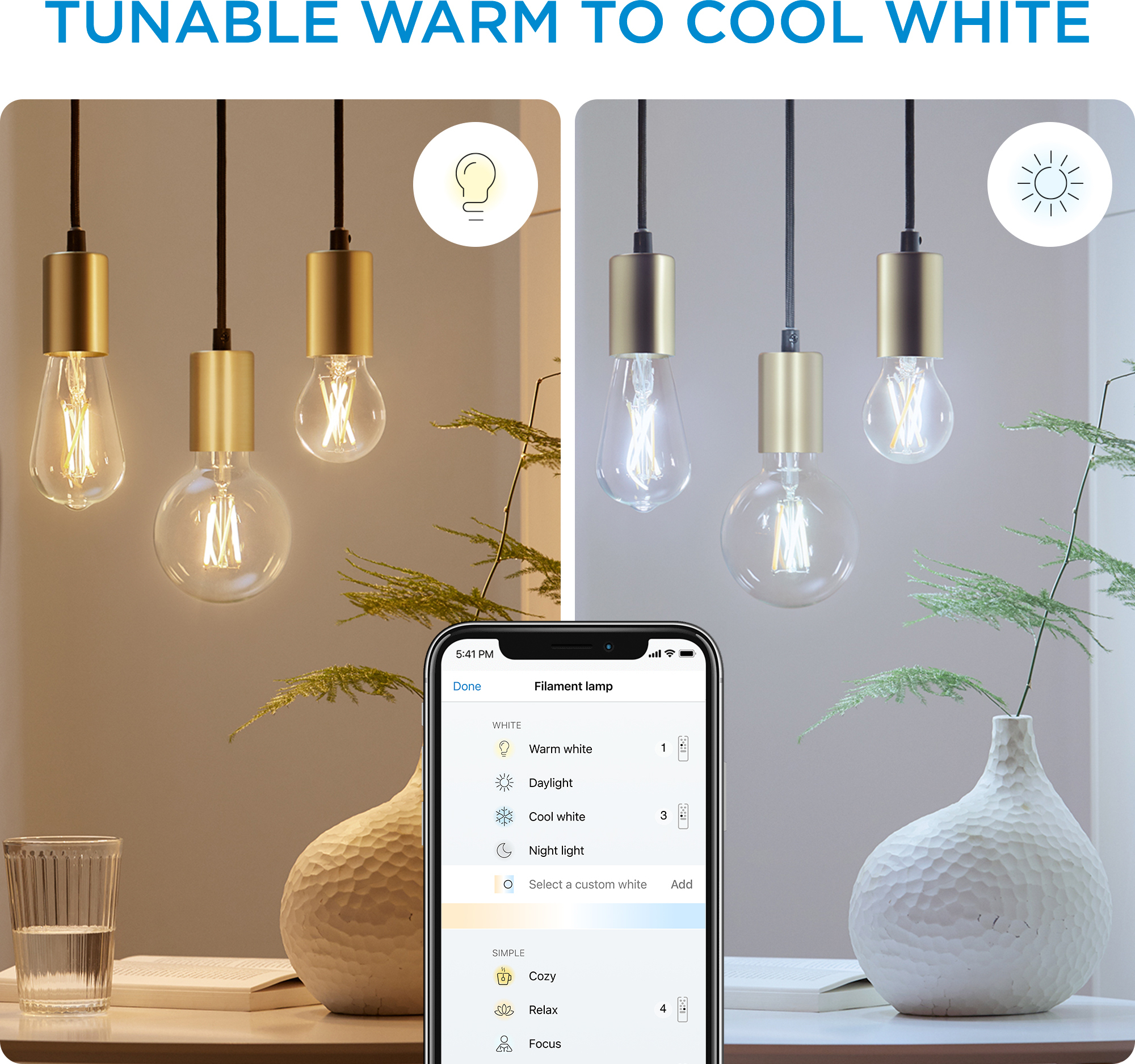 WiZ älylamppu, E14, kirkas lasi, tunable white - valkoisen valon sävyt, Wi-Fi, 2700-6500 K, 470 lm