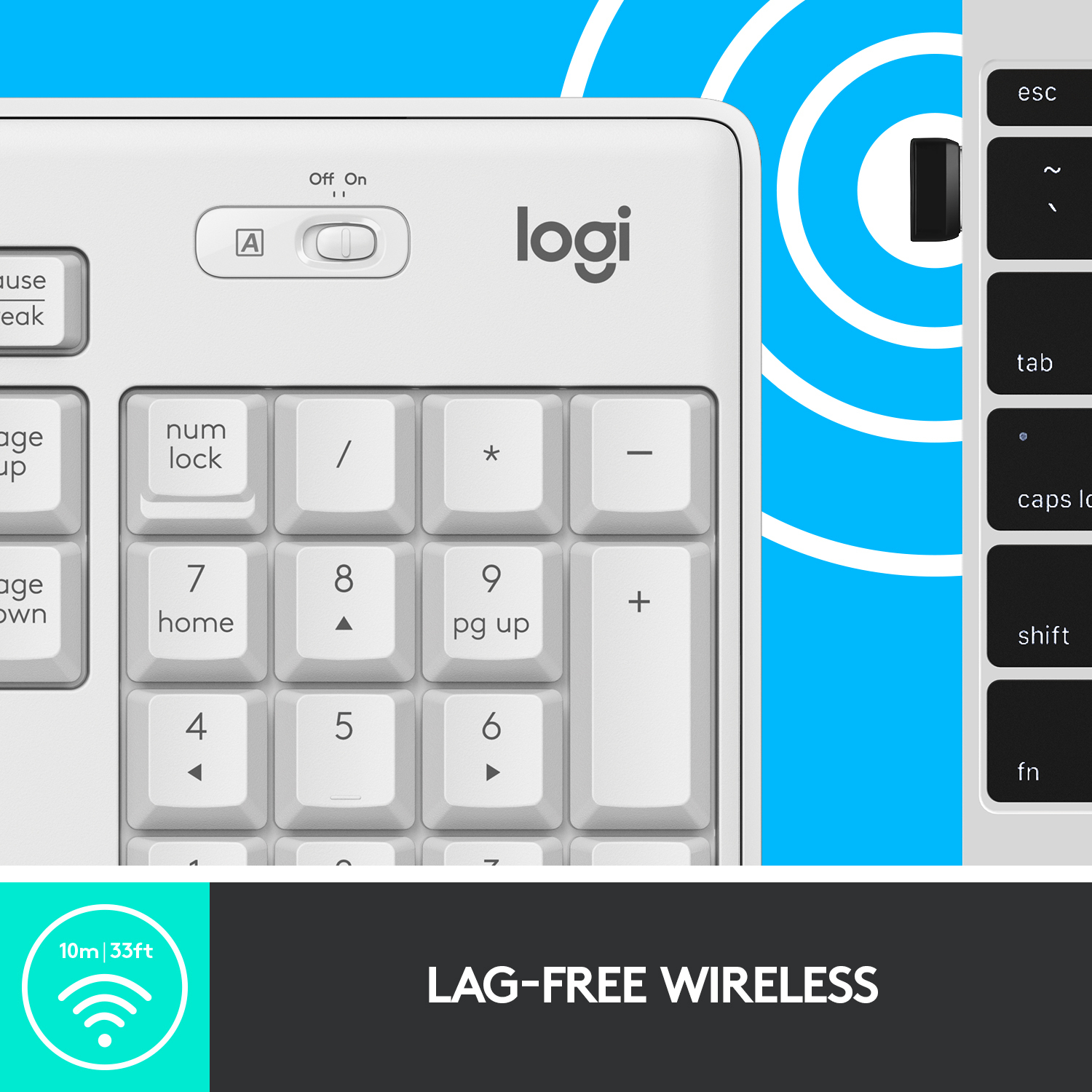 Logitech MK295 -näppäimistö ja hiiri, valkoinen
