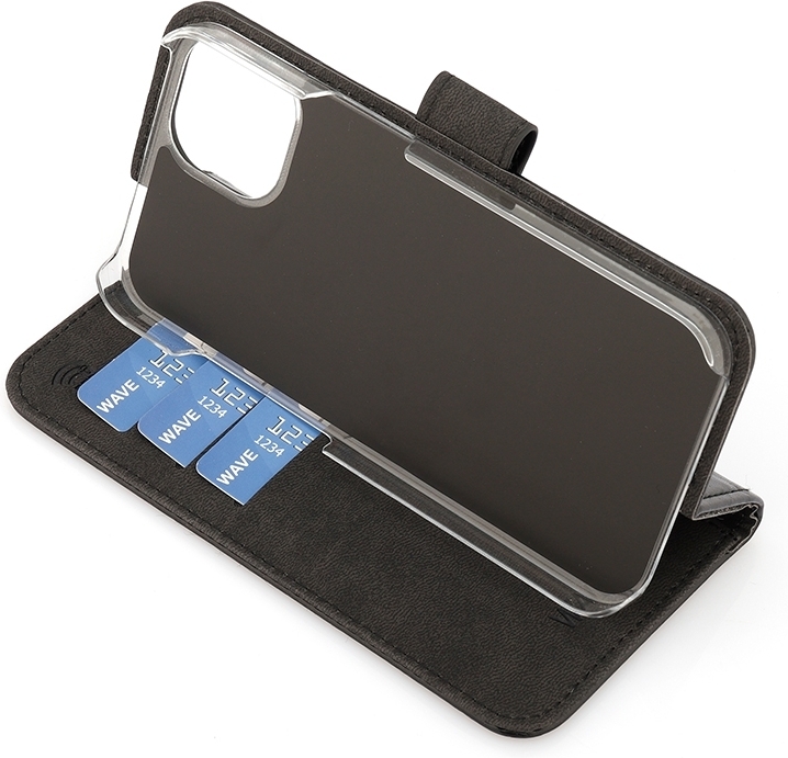 Wave Duo BookCase -suojakotelo, iPhone 13 mini, musta