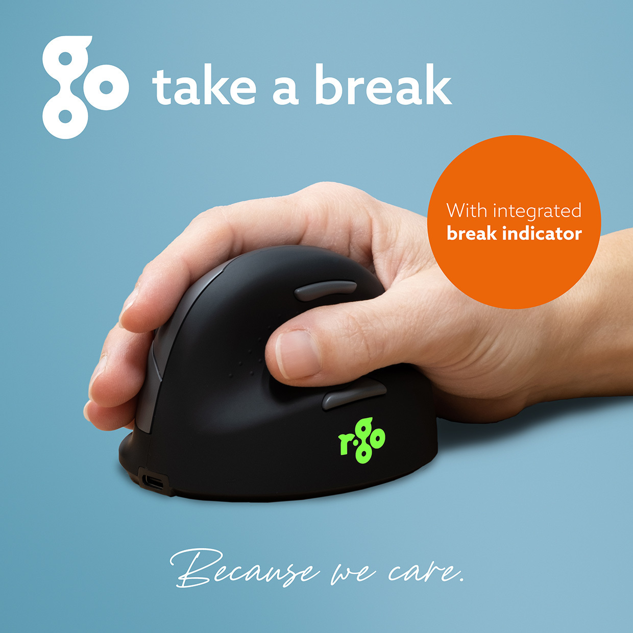 R-Go HE Break -ergonominen hiiri, USB, L-koko, oikealle kädelle