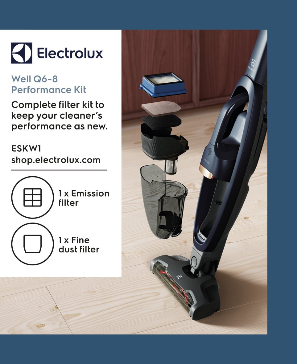 Electrolux Kit Filtri Performance ESKW1 Per Aspirapolvere Well Q6-7-8, Filtro Progressivo + Filtro Di Scarico E10, Lavabili, Grigio