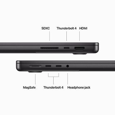 Apple MacBook Pro 14” M3 Pro 18 Gt, 512 Gt 2023 US -kannettava, tähtimusta (MRX43)