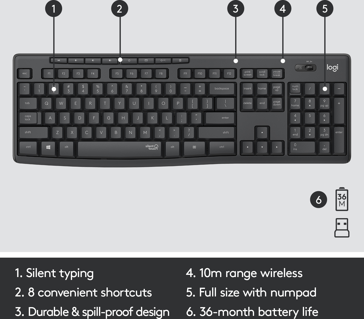 Logitech MK295 -näppäimistö ja hiiri, musta