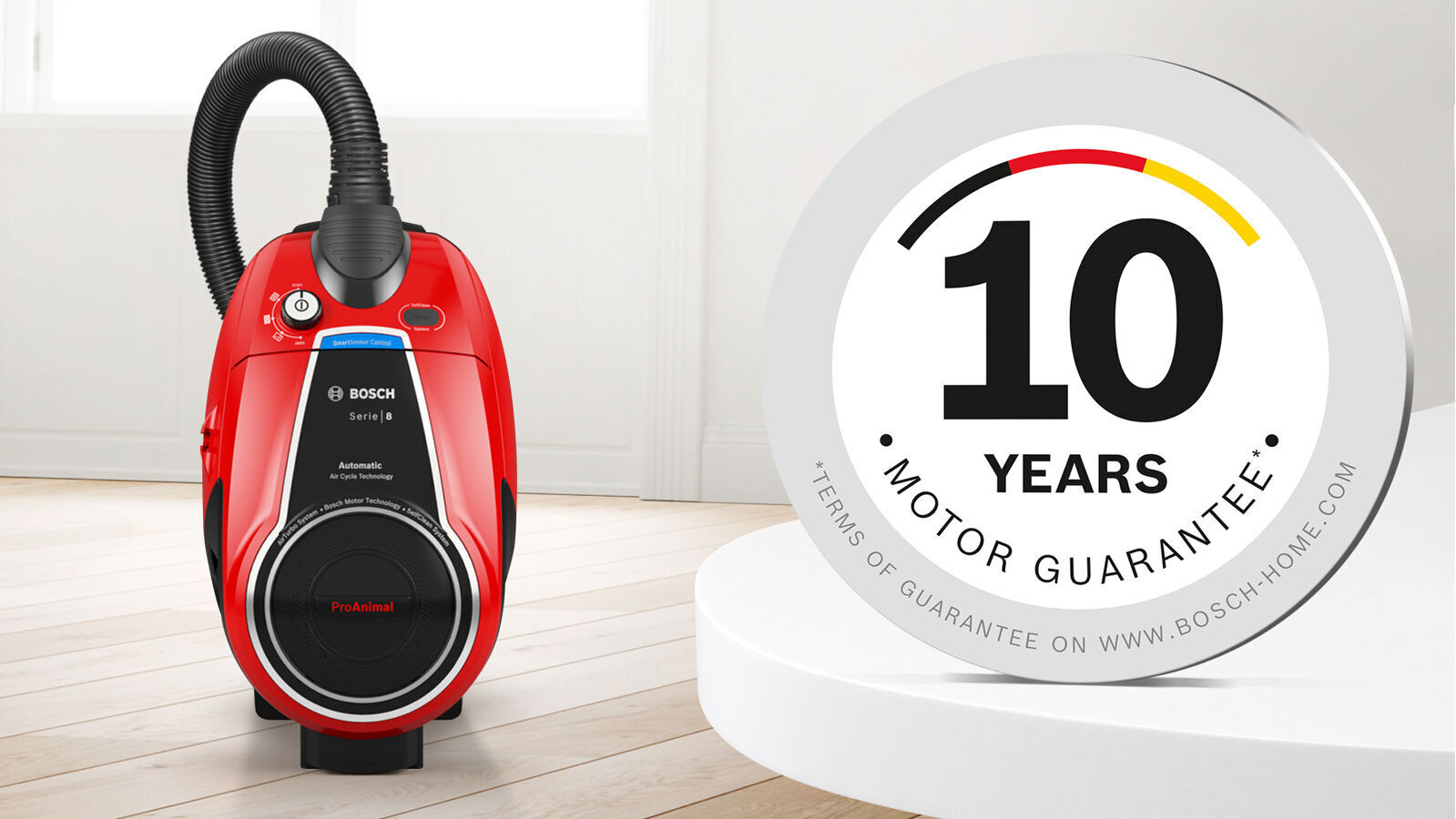 Bosch Series 8 ProAnimal BGS7PET -pölypussiton pölynimuri, punainen