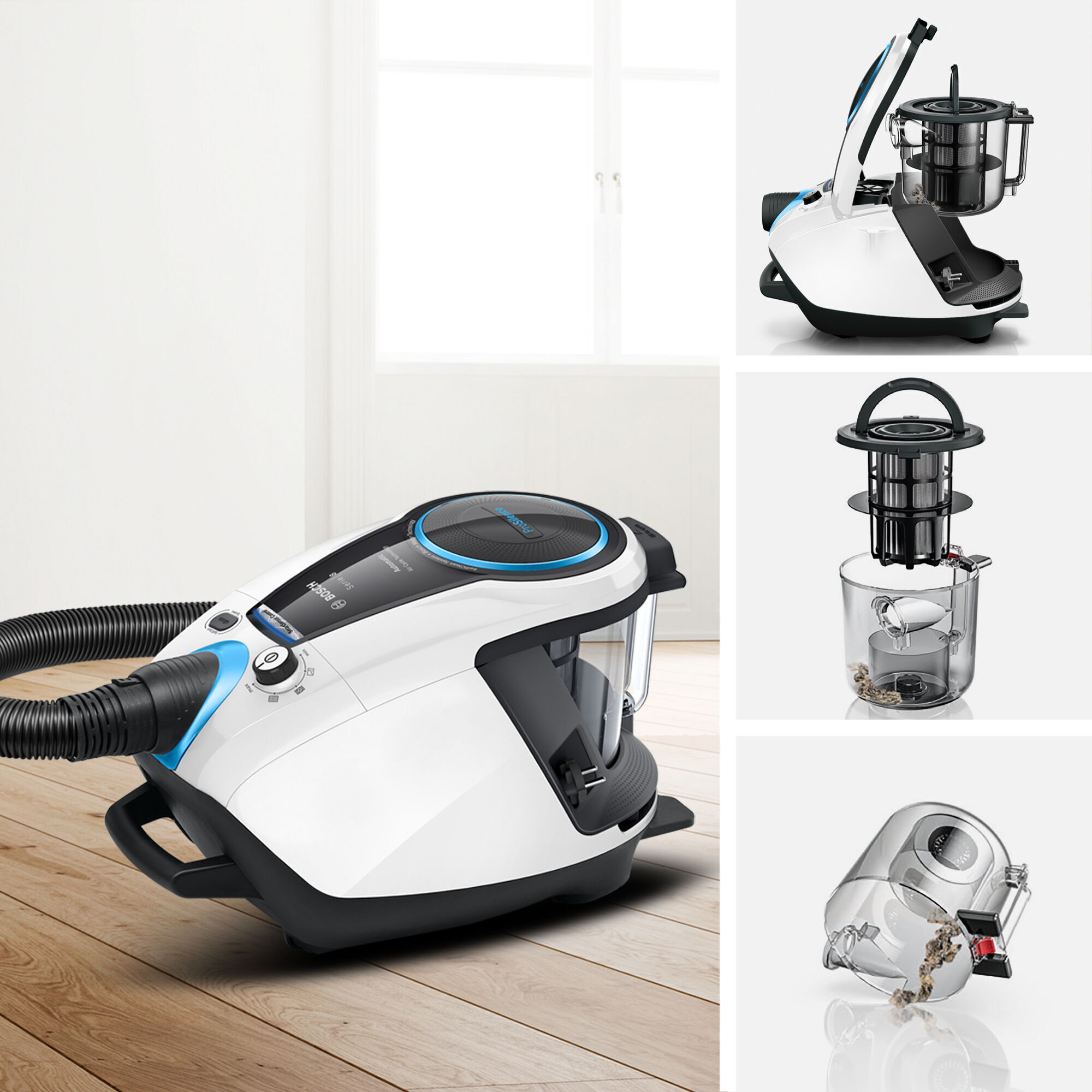 Bosch Series 8 ProSilence BGS7SIL1 -pölypussiton pölynimuri, valkoinen