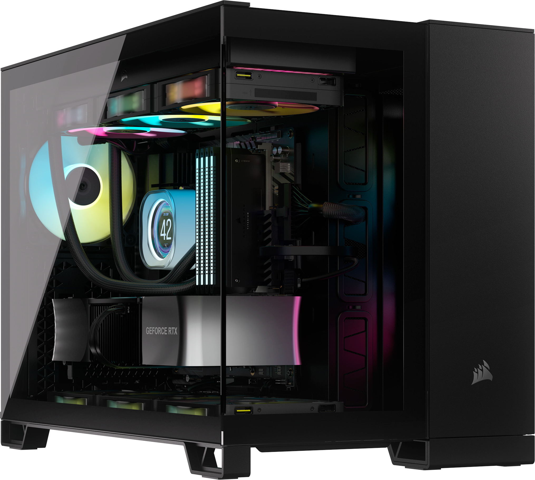 Corsair 2500X Micro-ATX-kotelo panoraamaikkunalla, musta