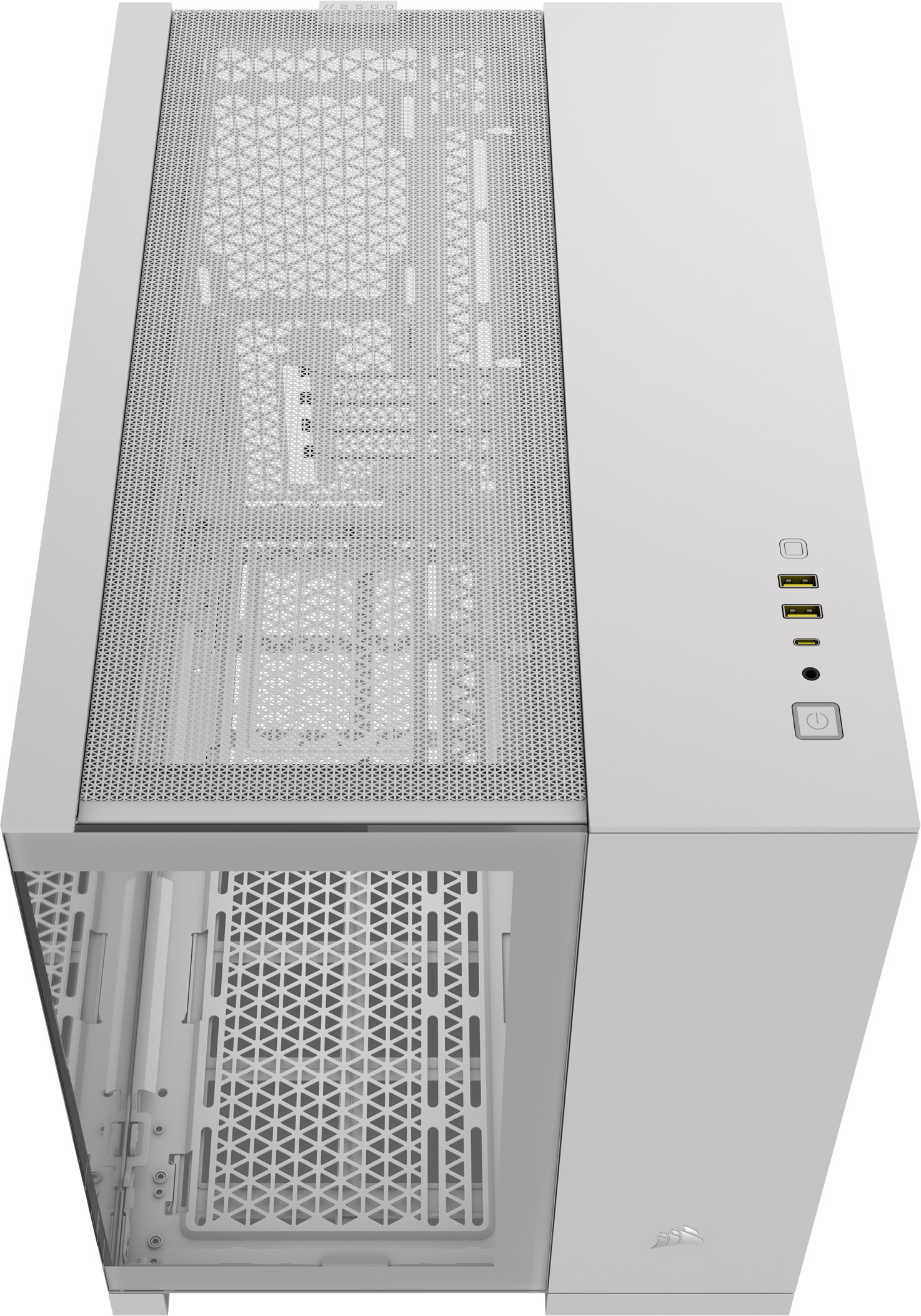 Corsair 2500X Micro-ATX-kotelo panoraamaikkunalla, valkoinen