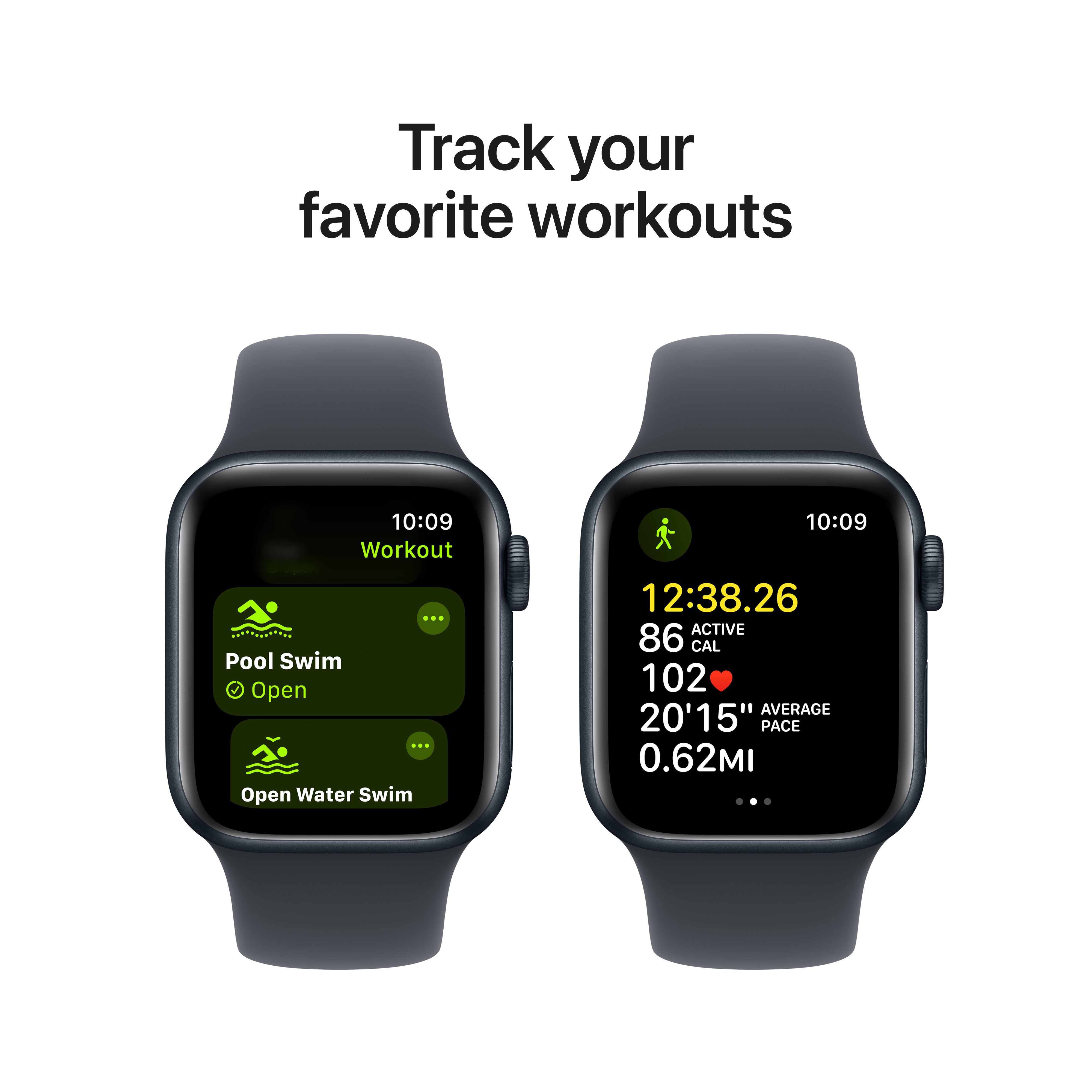 Apple Watch SE (GPS) 40 mm keskiyö alumiinikuori ja keskiyö urheiluranneke, S/M (MXE73)