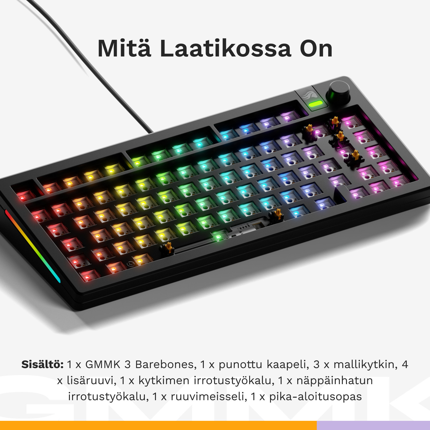Glorious GMMK 3 75% Barebone -näppäimistön runko, musta