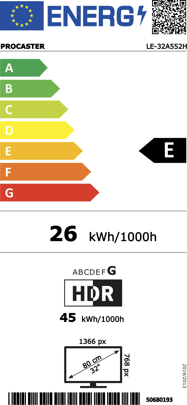 ProCaster LE-32A552H 32" HD Ready Android LED TV, 12V