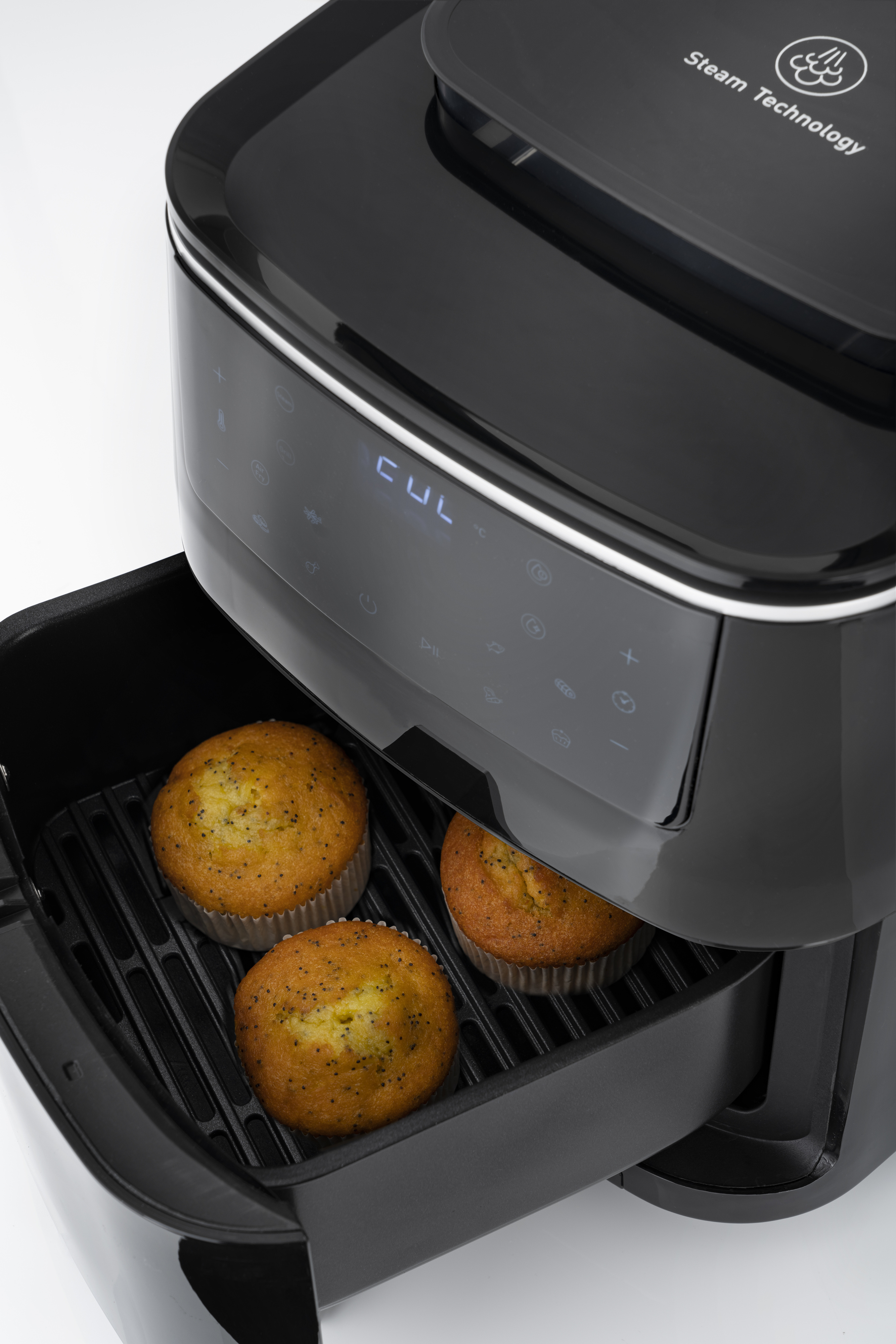 OBH Nordica Easy Fry & Grill Steam+ 3-in-1 -airfryer höyrytys- ja grillitoiminnolla, musta