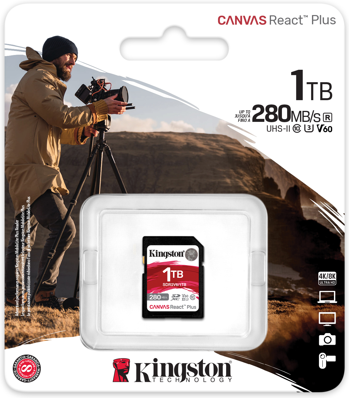 Kingston Canvas React Plus V60 1 Tt UHS-II -SDXC-muistikortti