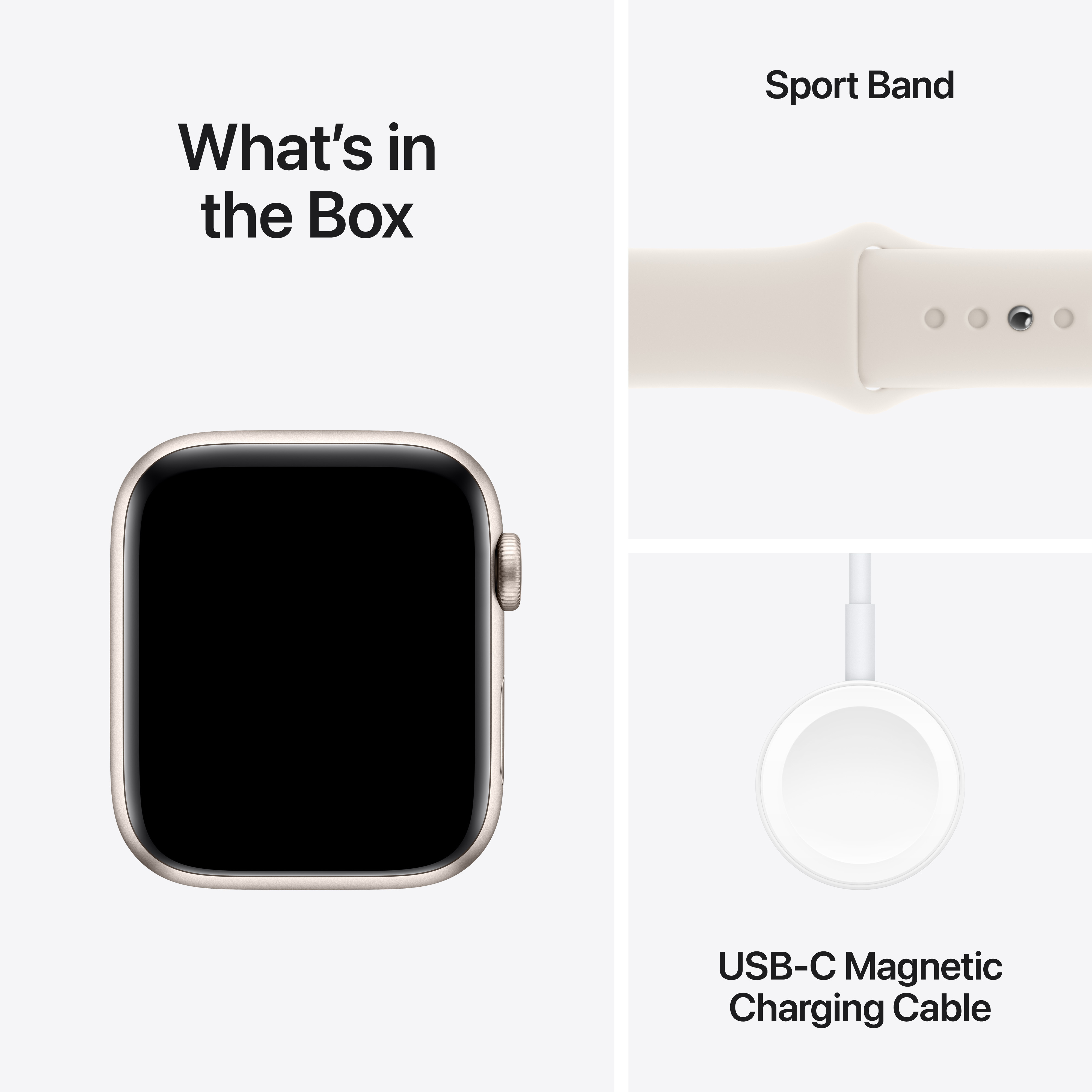 Apple Watch SE (GPS + Cellular) 44 mm tähtivalkea alumiinikuori ja tähtivalkea urheiluranneke, M/L (MXGU3)