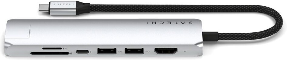 Satechi 7-in-1 USB-C Slim Multiport -adapteri Ethernetillä, hopea