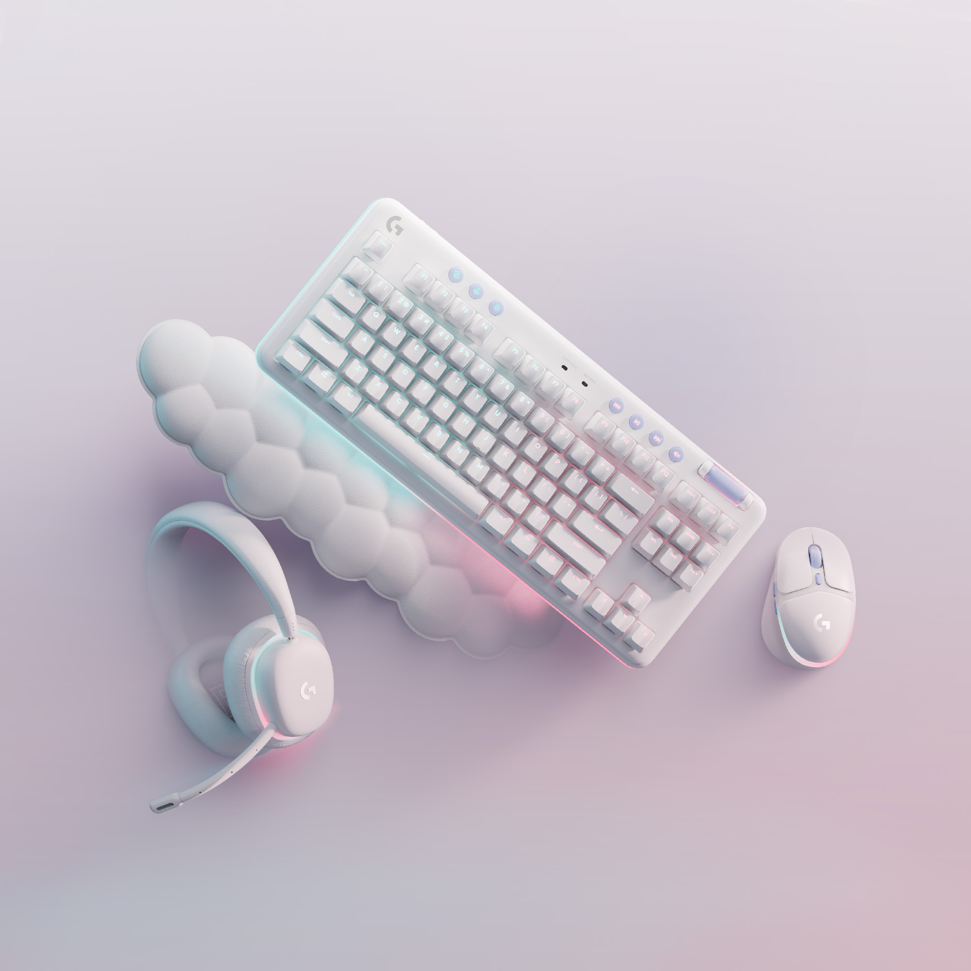 Logitech G715 -pelinäppäimistö, Linear-kytkimet, valkoinen