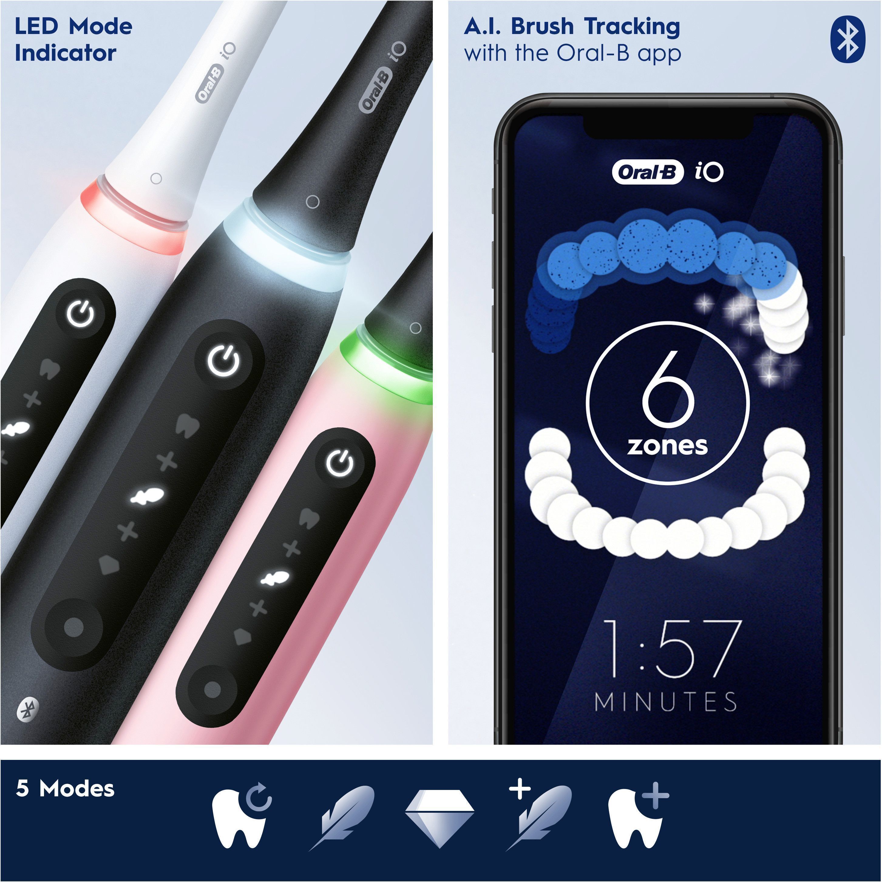 Oral-B iO 4 Black & White -sähköhammasharja, tuplarunko, musta / valkoinen
