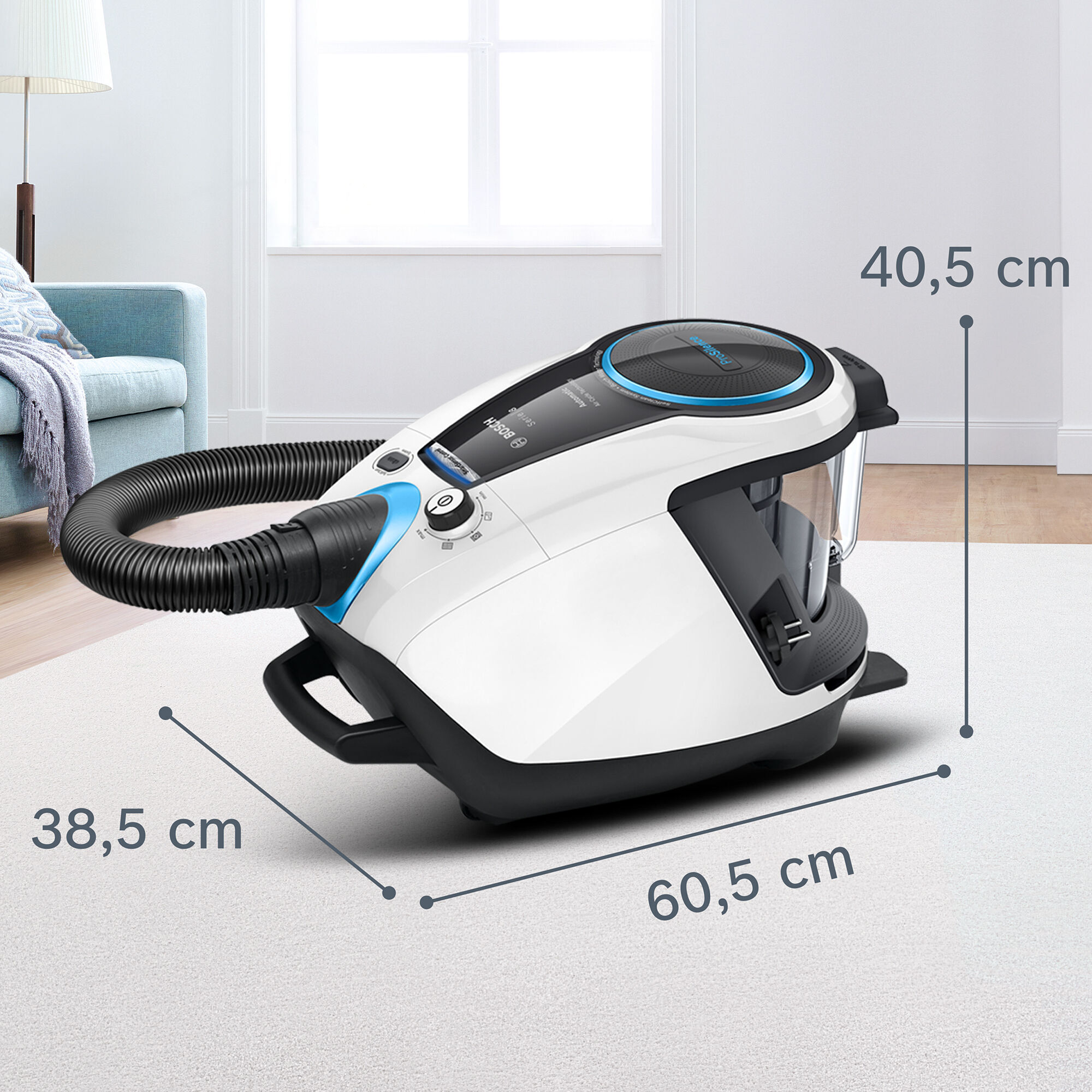 Bosch Series 8 ProSilence BGS7SIL1 -pölypussiton pölynimuri, valkoinen