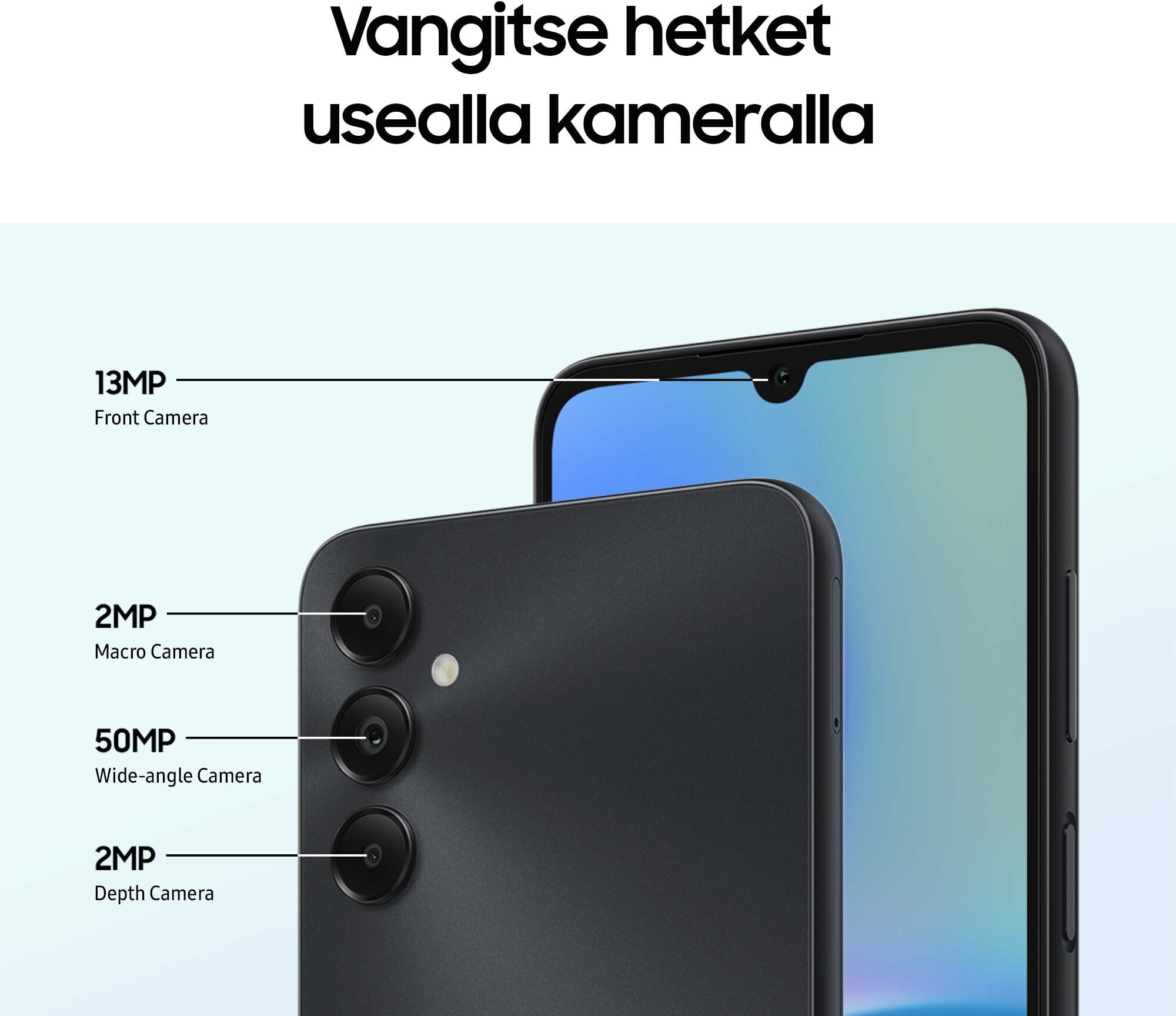 Samsung Galaxy A05s -puhelin, 64/4 Gt, musta