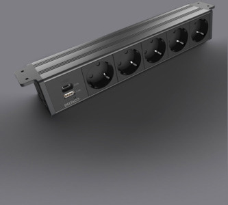 DELTACO virtapaneeli, 5 pistorasiaa, 1x21W A+C USB-laturi, GST18-liitäntä