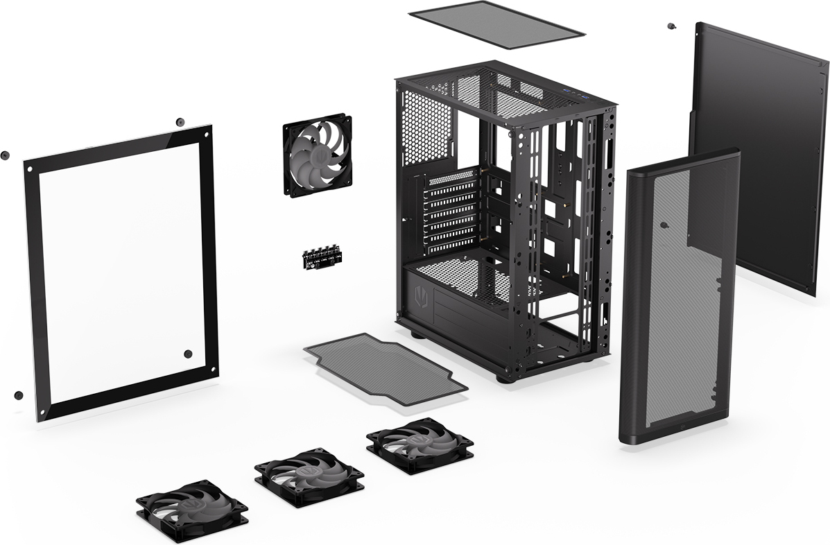 Endorfy Ventum 200 ARGB ATX-kotelo ikkunalla, musta