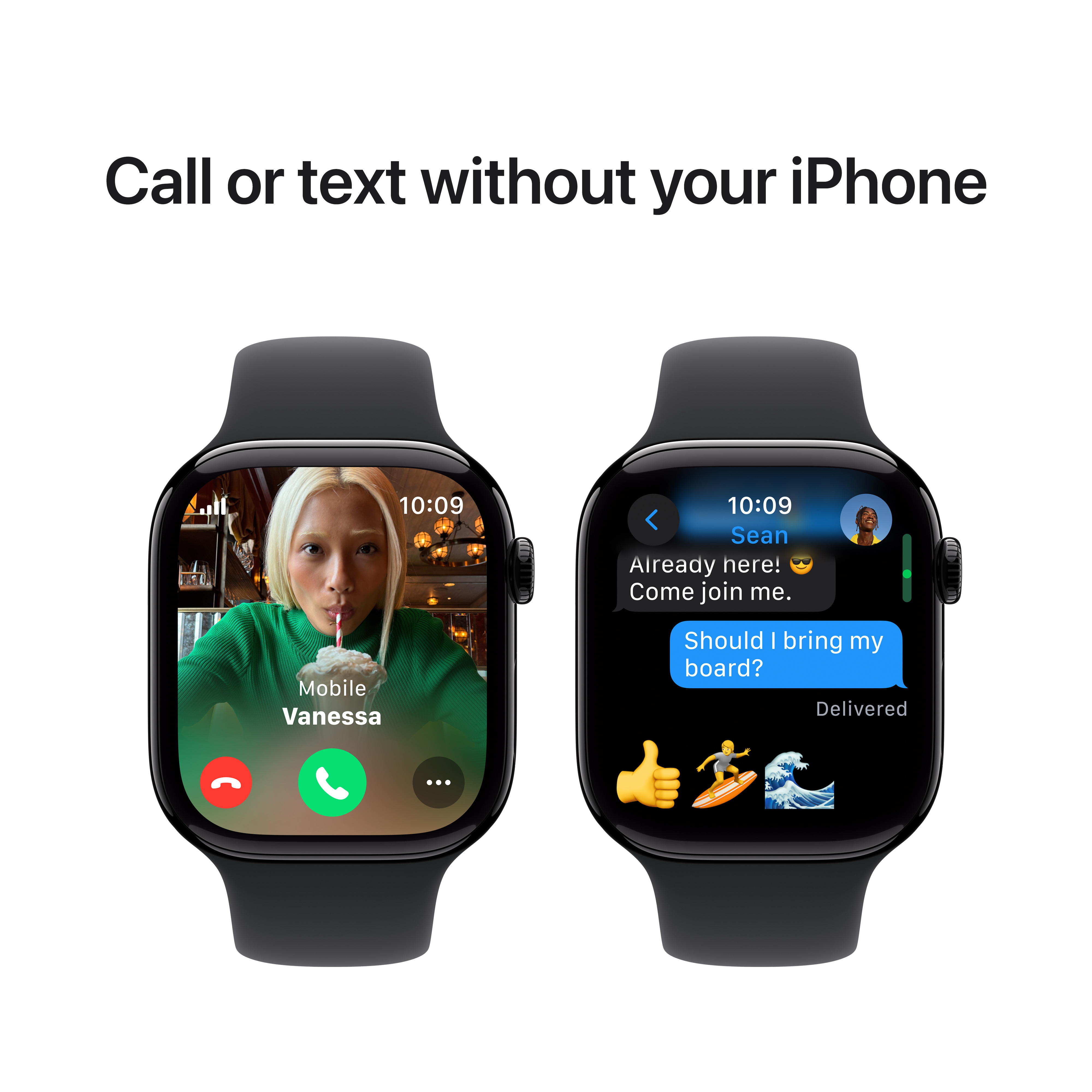 Apple Watch Series 10 (GPS + Cellular) 46 mm peilimusta alumiinikuori ja musta urheiluranneke, S/M (MWY33)