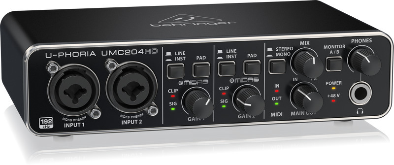 Behringer U-Phoria UMC204HD -äänikortti USB-väylään