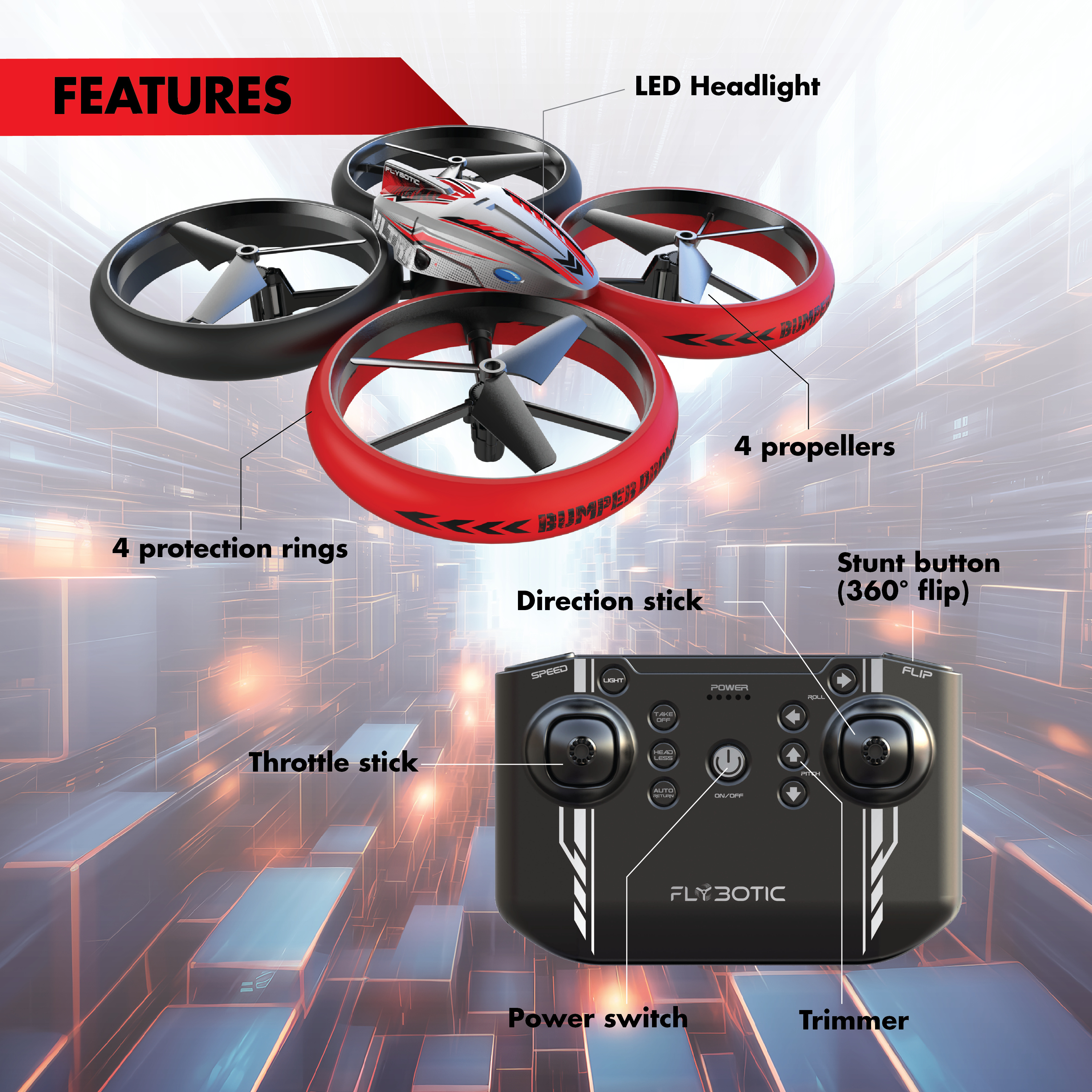 Flybotic Bumper Drone Lite - kauko-ohjattava drone