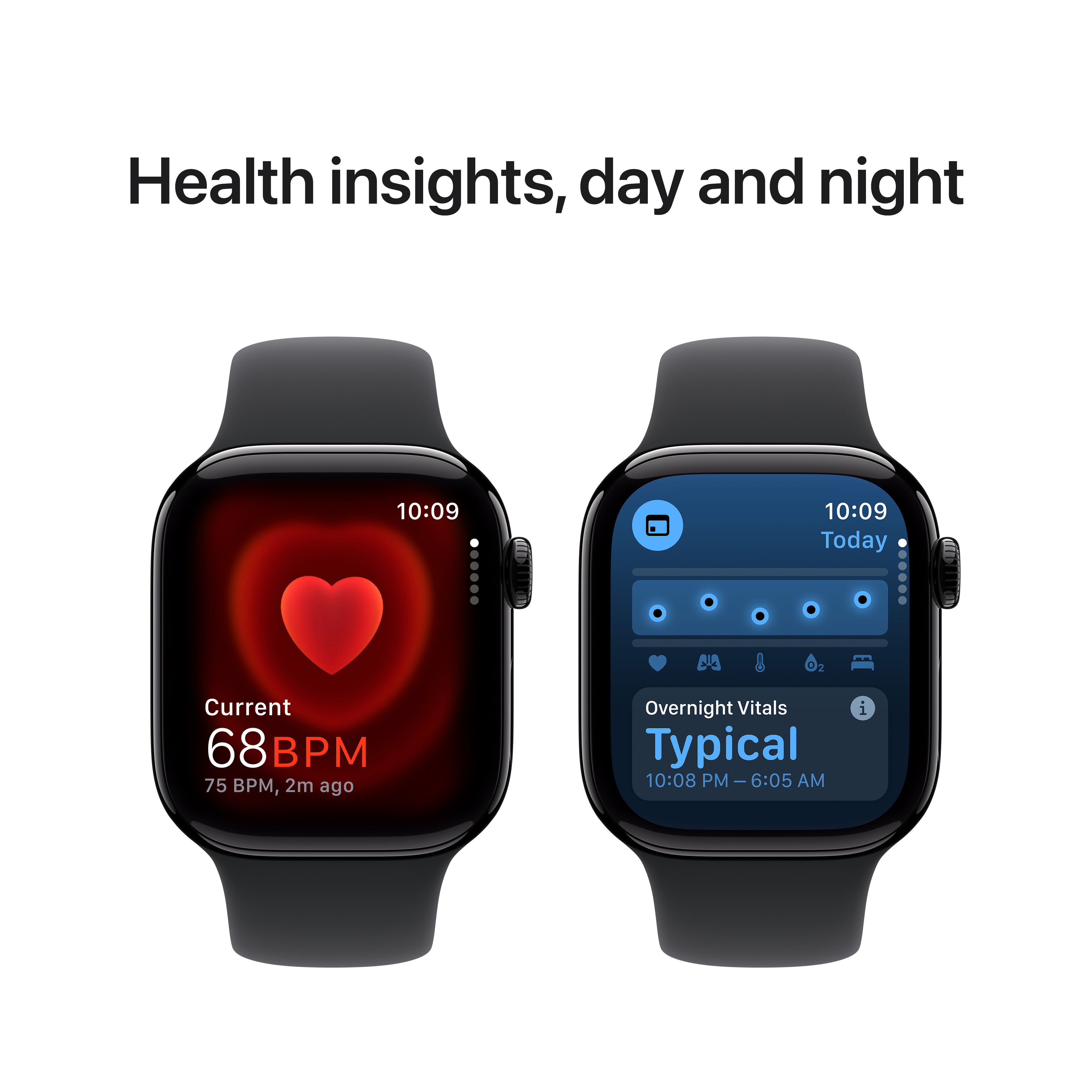 Apple Watch Series 10 (GPS) 42 mm peilimusta alumiinikuori ja musta urheiluranneke, S/M (MWWE3)