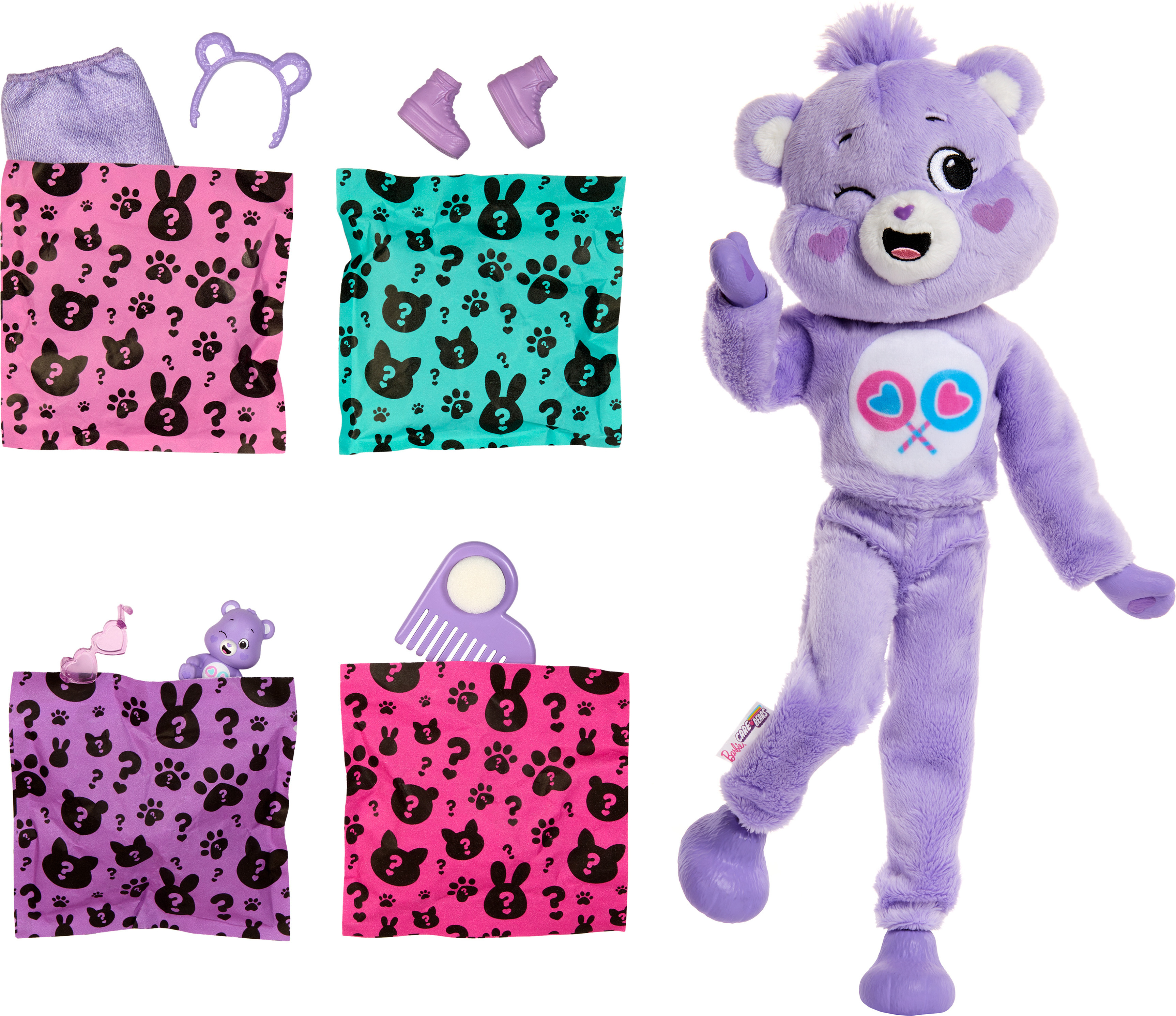 Barbie Cutie Reveal Care Bears muotinukke, vaaleanpunainen