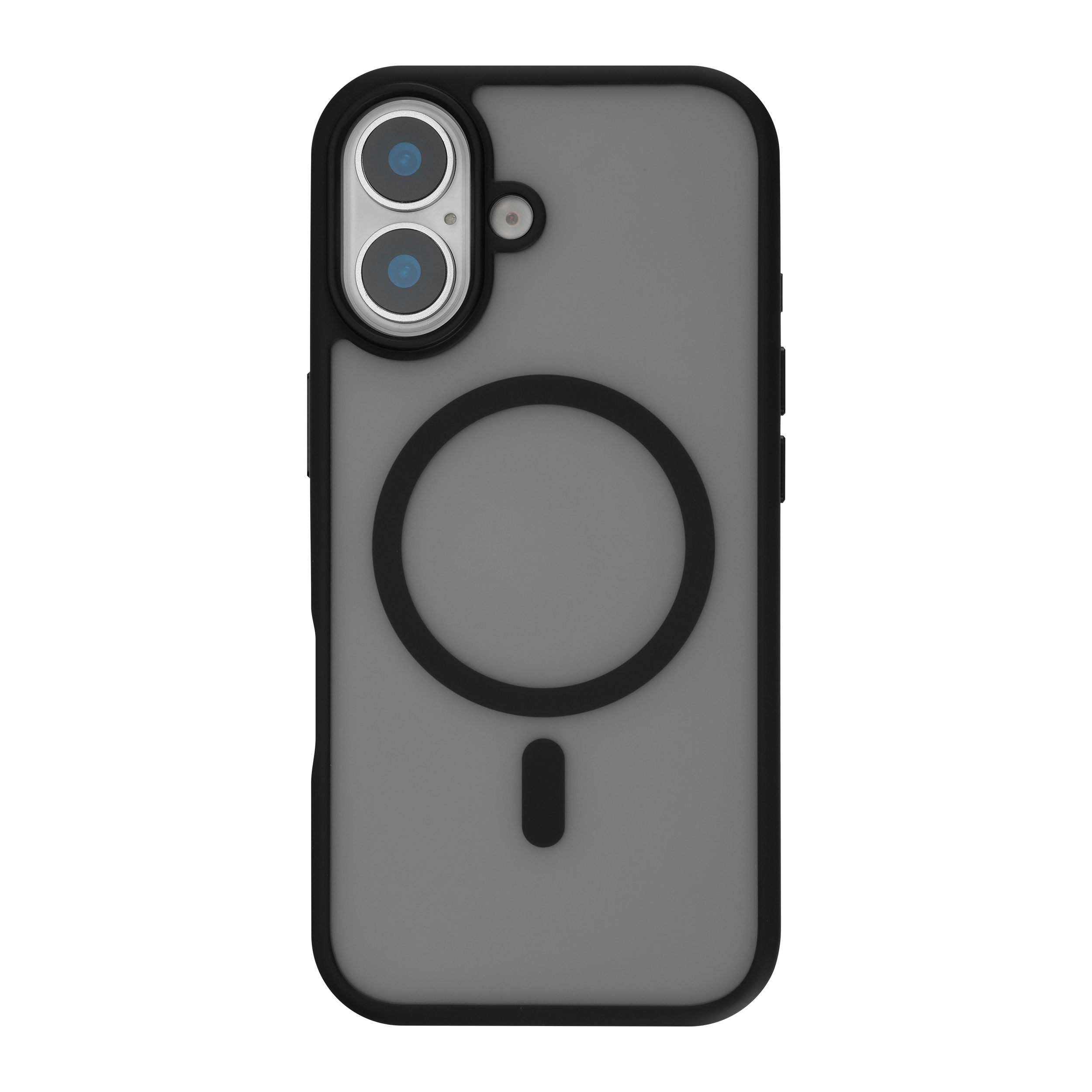 FoneKit MagSafe-yhteensopiva Soft Touch suojakuori, iPhone 17, musta/harmaa