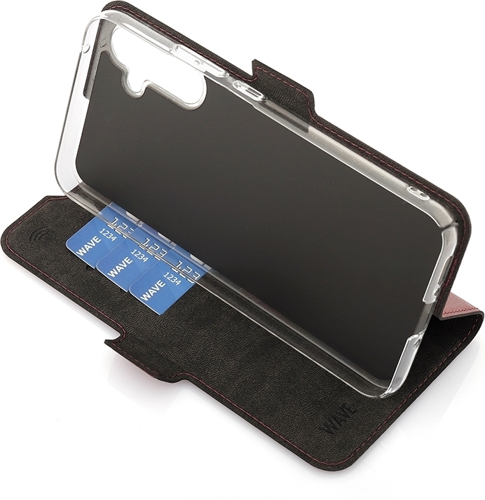 Wave BookCase -suojakotelo, Samsung Galaxy A34 5G, Smoky Sangria