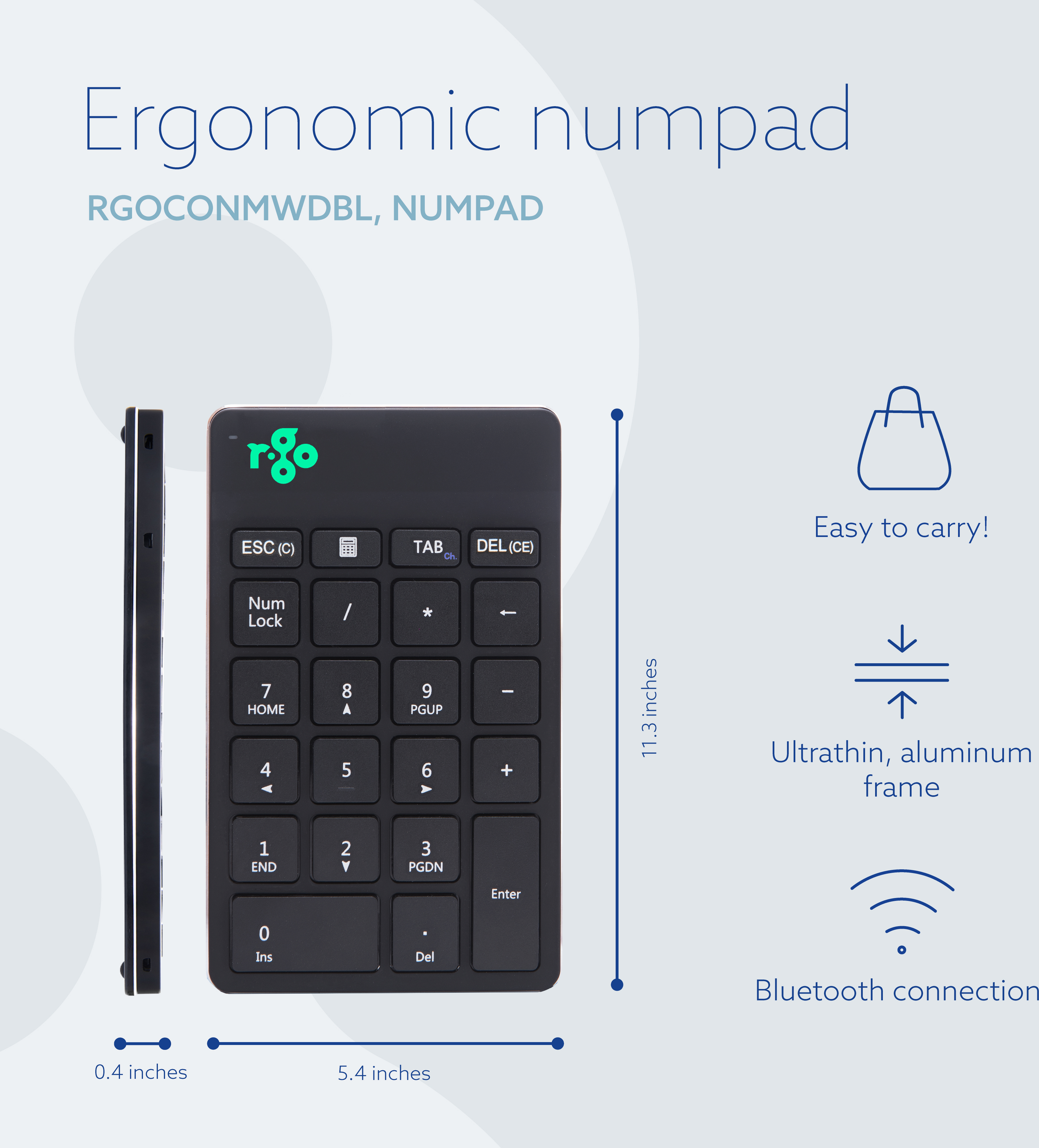 R-Go Numpad Break -numeronäppäimistö, langaton, musta