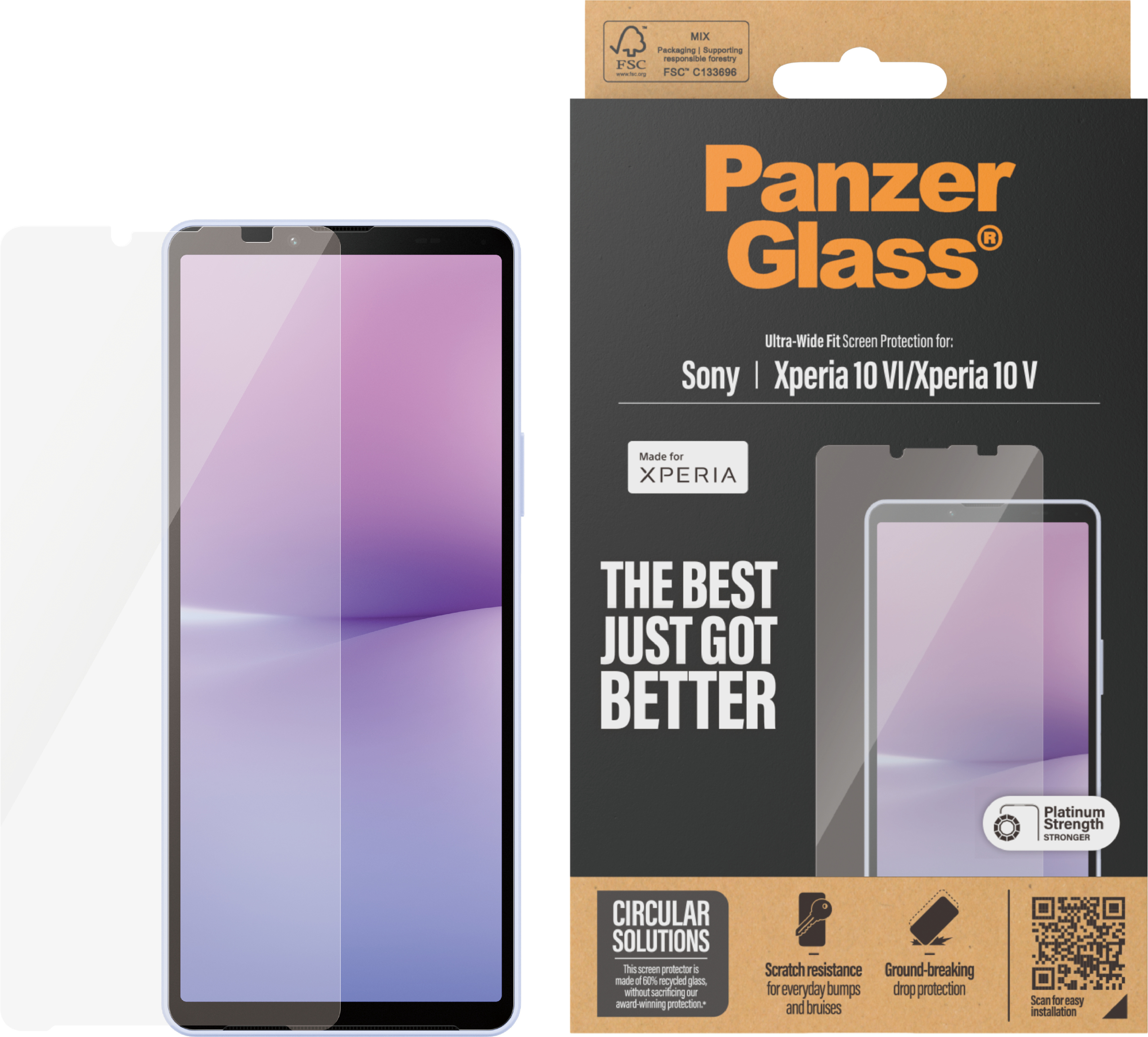 PanzerGlass Ultra Wide Fit -panssarilasi, Sony Xperia 10 VI