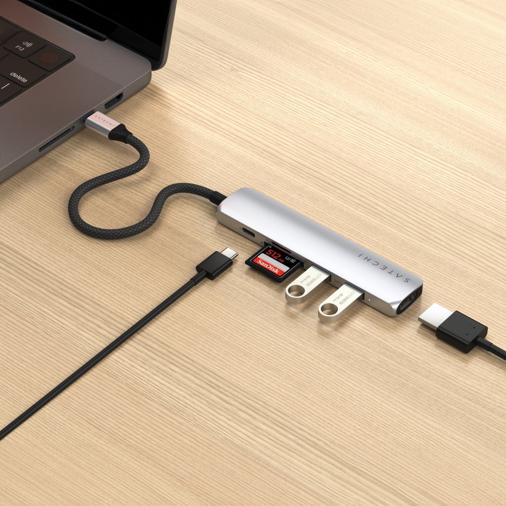Satechi 6-in-1 USB-C Slim Multiport -adapteri, hopea
