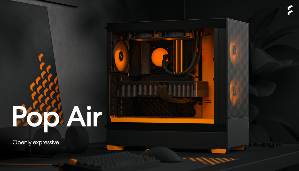 Fractal Design Pop Air RGB Orange Core TG ATX-kotelo ikkunalla, musta/oranssi